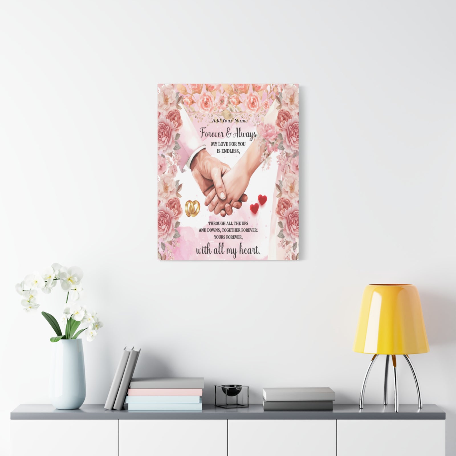 Personalized To My Wife Forever & Always Floral Canvas Wall Art – Romantic Wedding & Anniversary Gift-Express Your Love Gifts