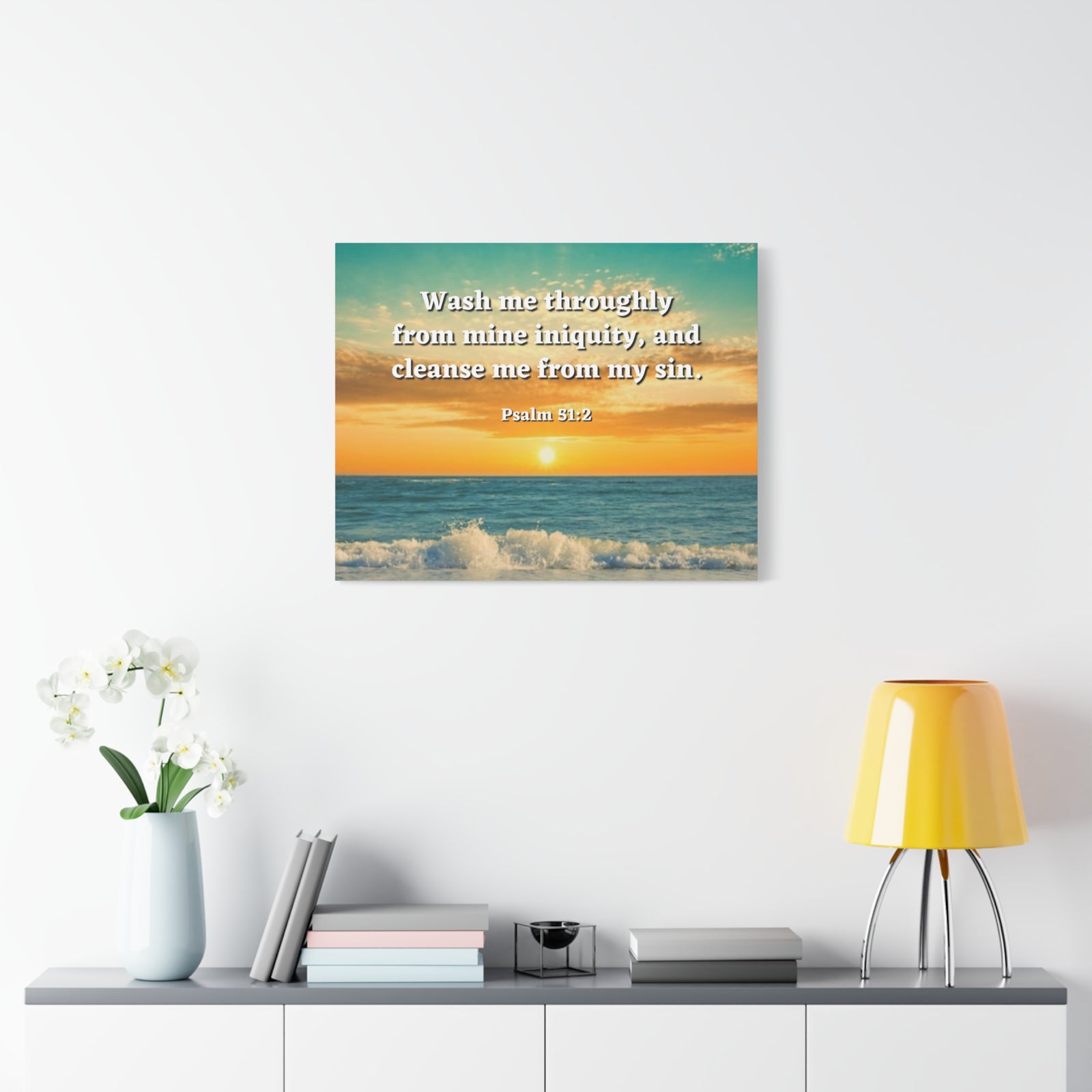 Scripture Canvas Washed Away Psalm 51:2 Christian Wall Art Bible Verse Print Ready to Hang-Express Your Love Gifts