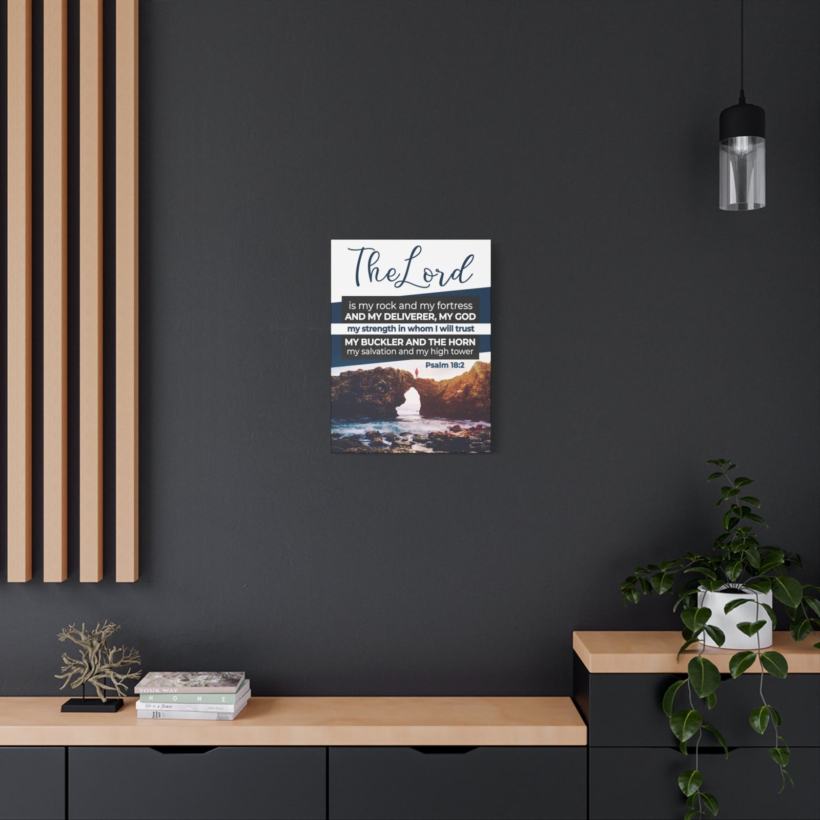 Scripture Canvas The Lord is My Rock Psalm 18:2 KJV Christian Wall Art Bible Verse Print Ready to Hang-Express Your Love Gifts