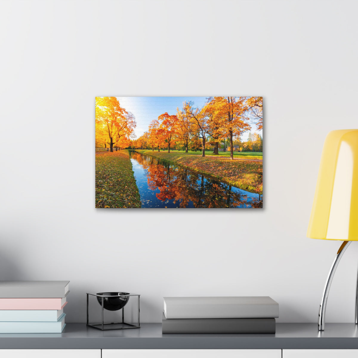 Obvodny Canal in Autumn Forest Floral Nature Photography Canvas Wall Art for Home Decor Ready-to-Hang-Express Your Love Gifts