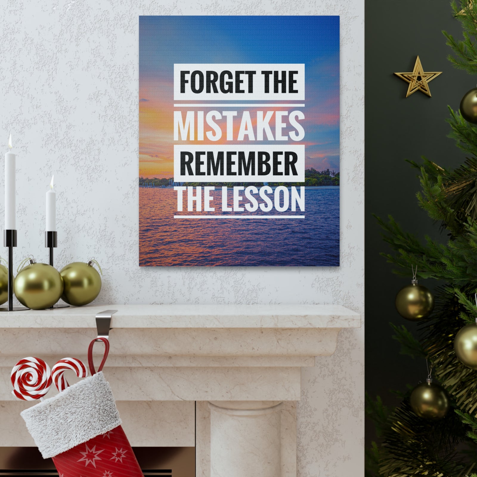 Inspirational Quote Canvas Forget The Mistakes Motivational Print Ready to Hang Artwork-Express Your Love Gifts