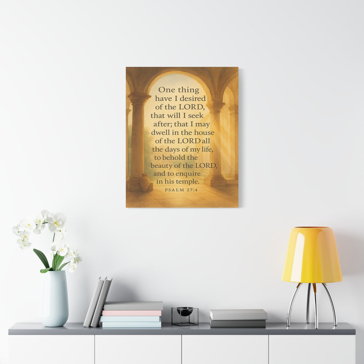 Bible Verse Canvas Psalm 27:4 Christian Home Décor Wall Art Scripture Ready to Hang Faith Print-Express Your Love Gifts