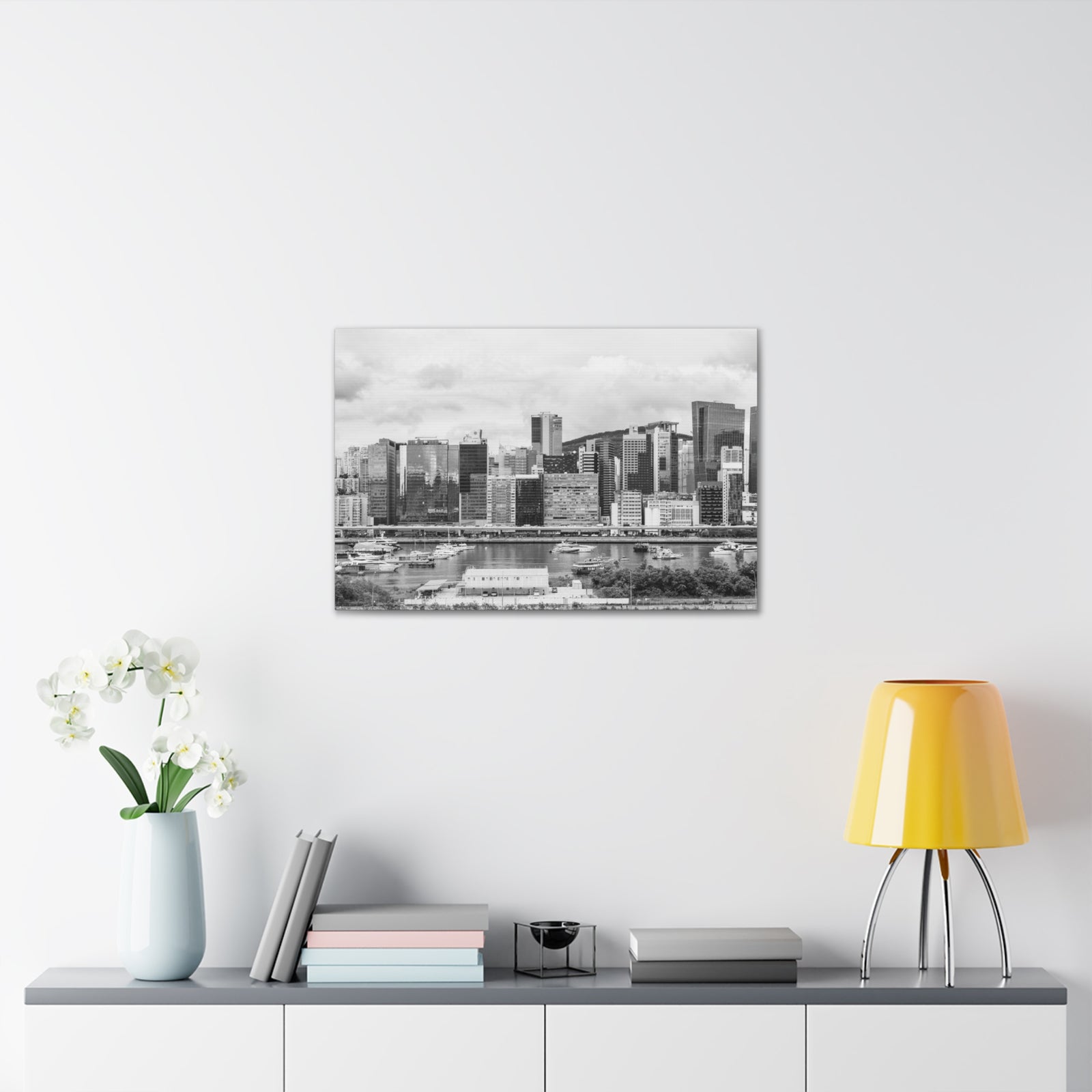 Hong Kong Black And White Skyline Canvas Artwork High-Quality Breathtaking Stunning Cityscape for Home Decor Ready to Hang-Express Your Love Gifts