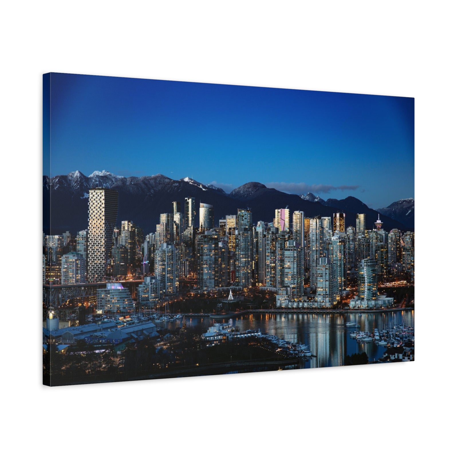 Vancouver Night Skyline Canvas Artwork High-Quality Breathtaking Stunning Cityscape for Home Decor Ready to Hang-Express Your Love Gifts