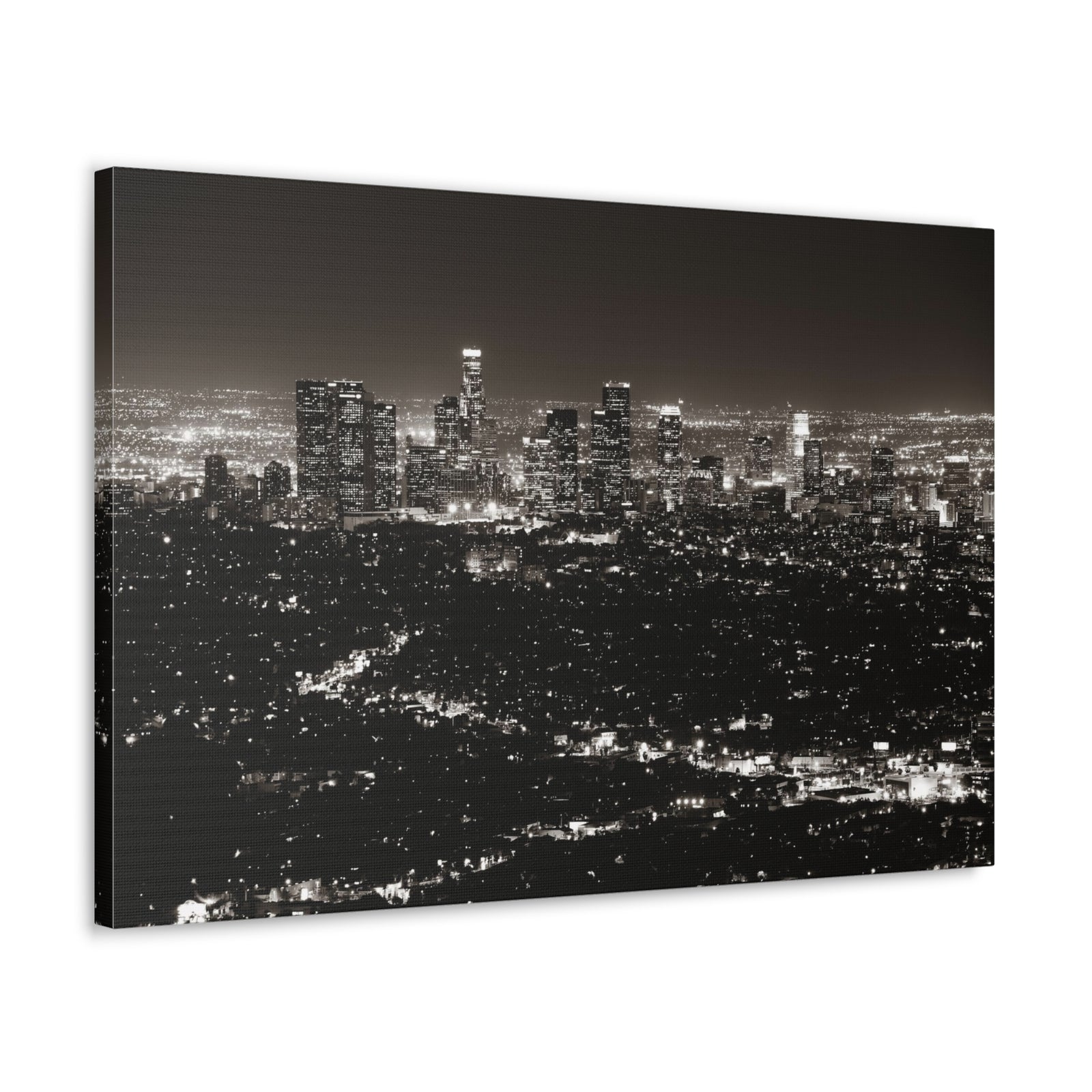 Los Angeles Black And White Skyline Canvas Artwork High-Quality Breathtaking Stunning Cityscape for Home Decor Ready to Hang-Express Your Love Gifts