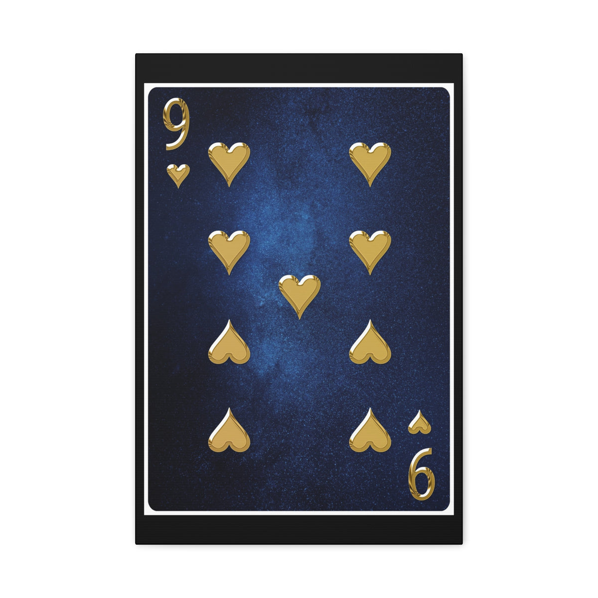 Nine Of Hearts Space Background Playing Card Canvas Wall Art for Home Decor Ready-to-Hang-Express Your Love Gifts