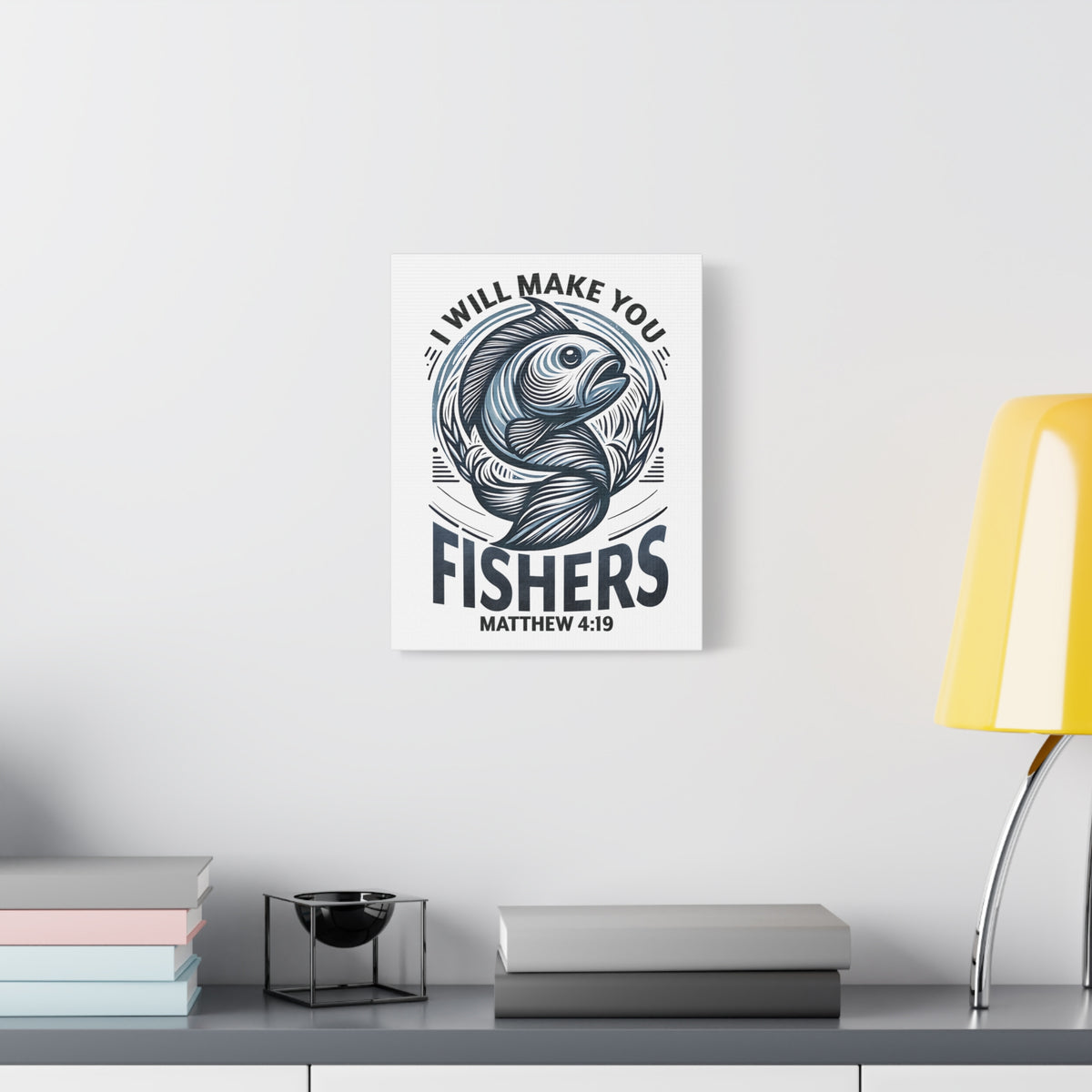 Scripture Walls Matthew 4:19 I Will Make You Fishers Bible Verse Canvas Christian Wall Art Ready to Hang Unframed-Express Your Love Gifts