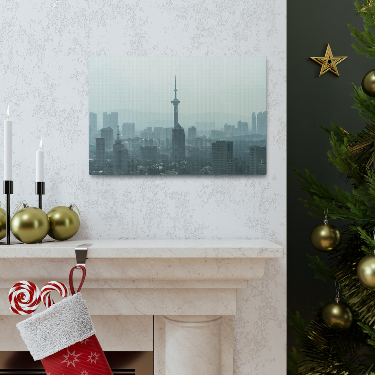 Shanghai Black And White Skyline Canvas Artwork High-Quality Breathtaking Stunning Cityscape for Home Decor Ready to Hang-Express Your Love Gifts