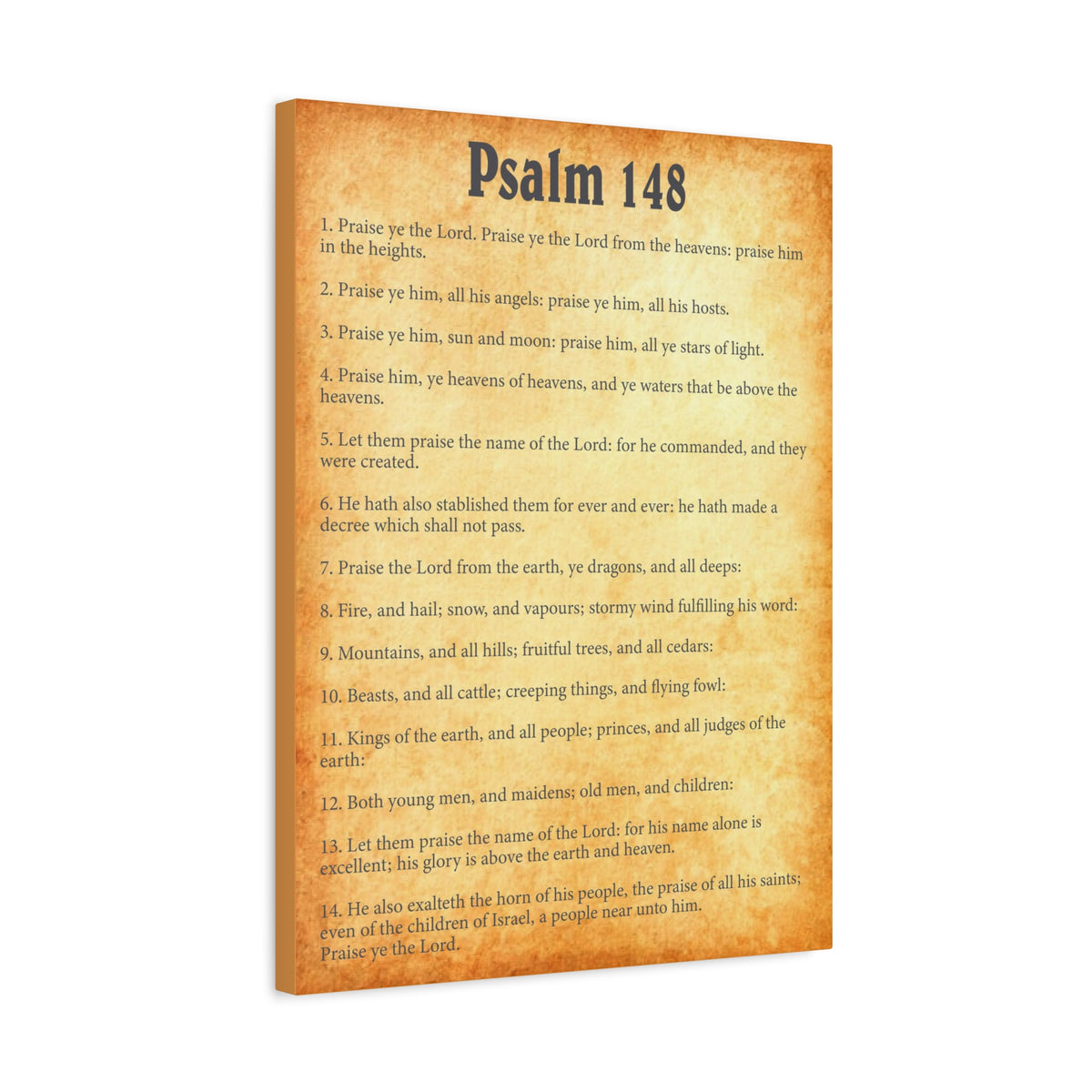 Scripture Walls Psalm 148 Gold Bible Verse Canvas Christian Wall Art Ready to Hang-Express Your Love Gifts