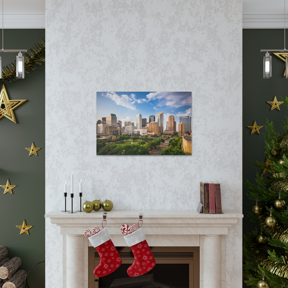 Houston Daytime Skyline Canvas Artwork High-Quality Breathtaking Stunning Cityscape for Home Decor Ready to Hang-Express Your Love Gifts