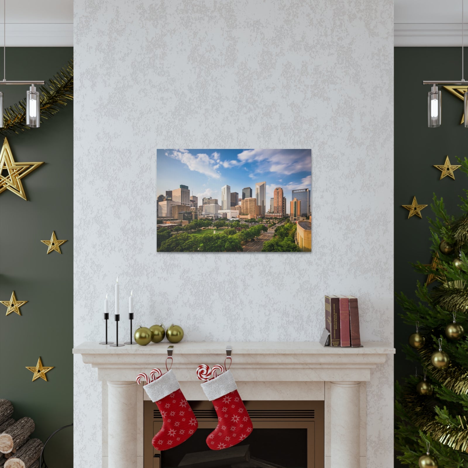 Houston Daytime Skyline Canvas Artwork High-Quality Breathtaking Stunning Cityscape for Home Decor Ready to Hang-Express Your Love Gifts