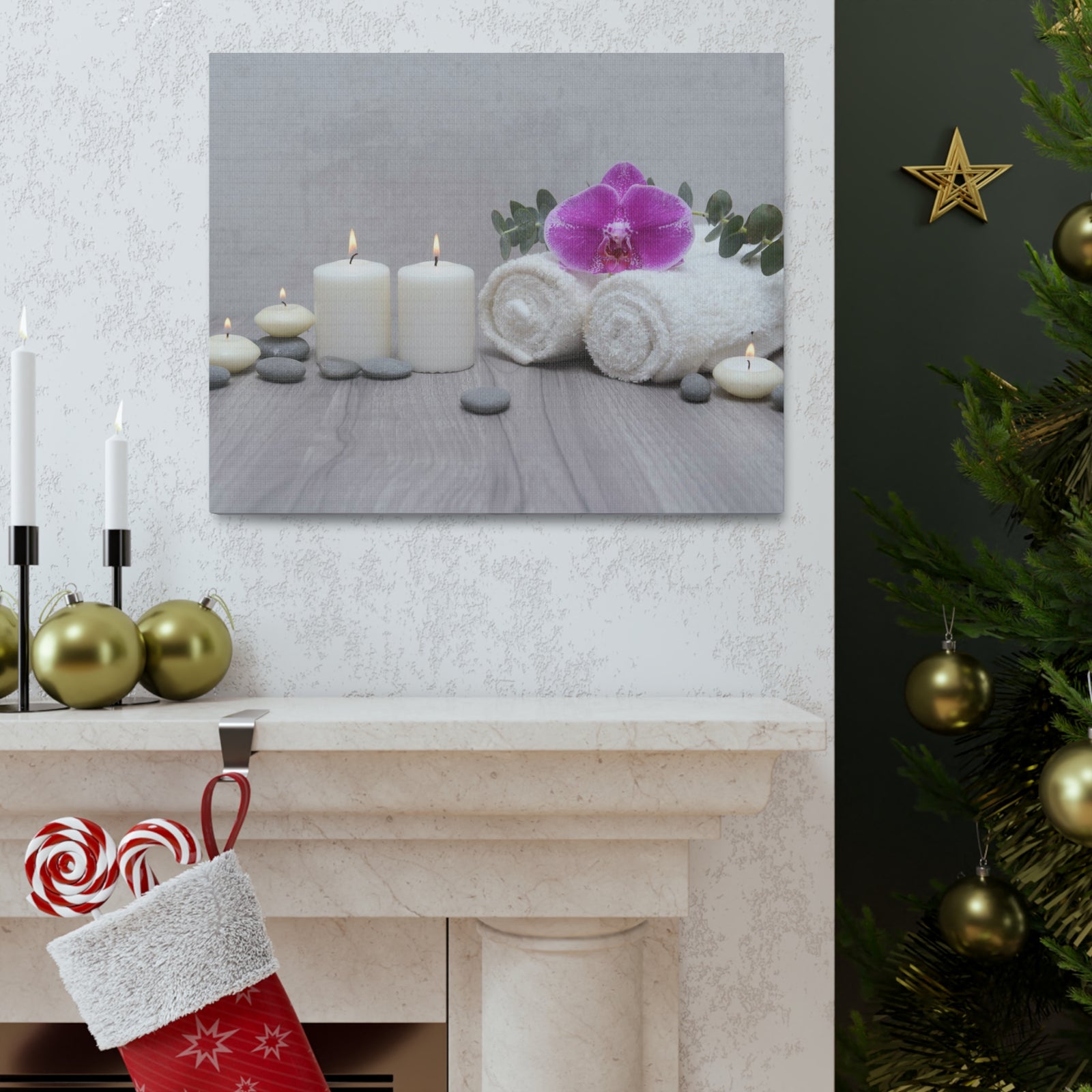 Towel with Green Leaves Forest Floral Nature Photography Canvas Wall Art for Home Decor Ready-to-Hang-Express Your Love Gifts