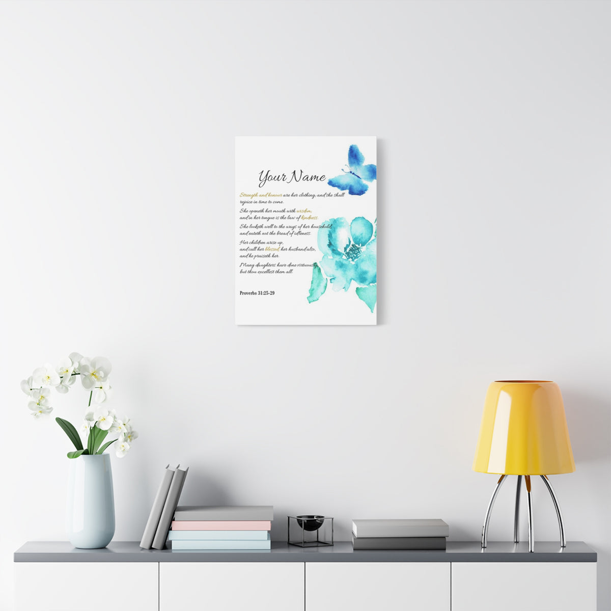 Personalized She is Strong Proverbs 31:25-29 Bible Chapter Canvas Christian Wall Art Ready to Hang-Express Your Love Gifts