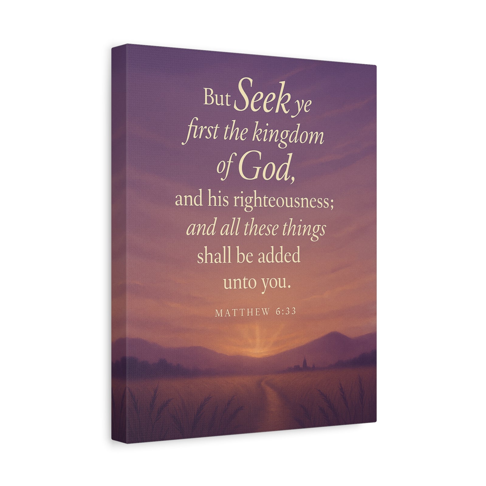 Bible Verse Canvas Matthew 6:33 Christian Home Décor Wall Art Scripture Ready to Hang Faith Print-Express Your Love Gifts