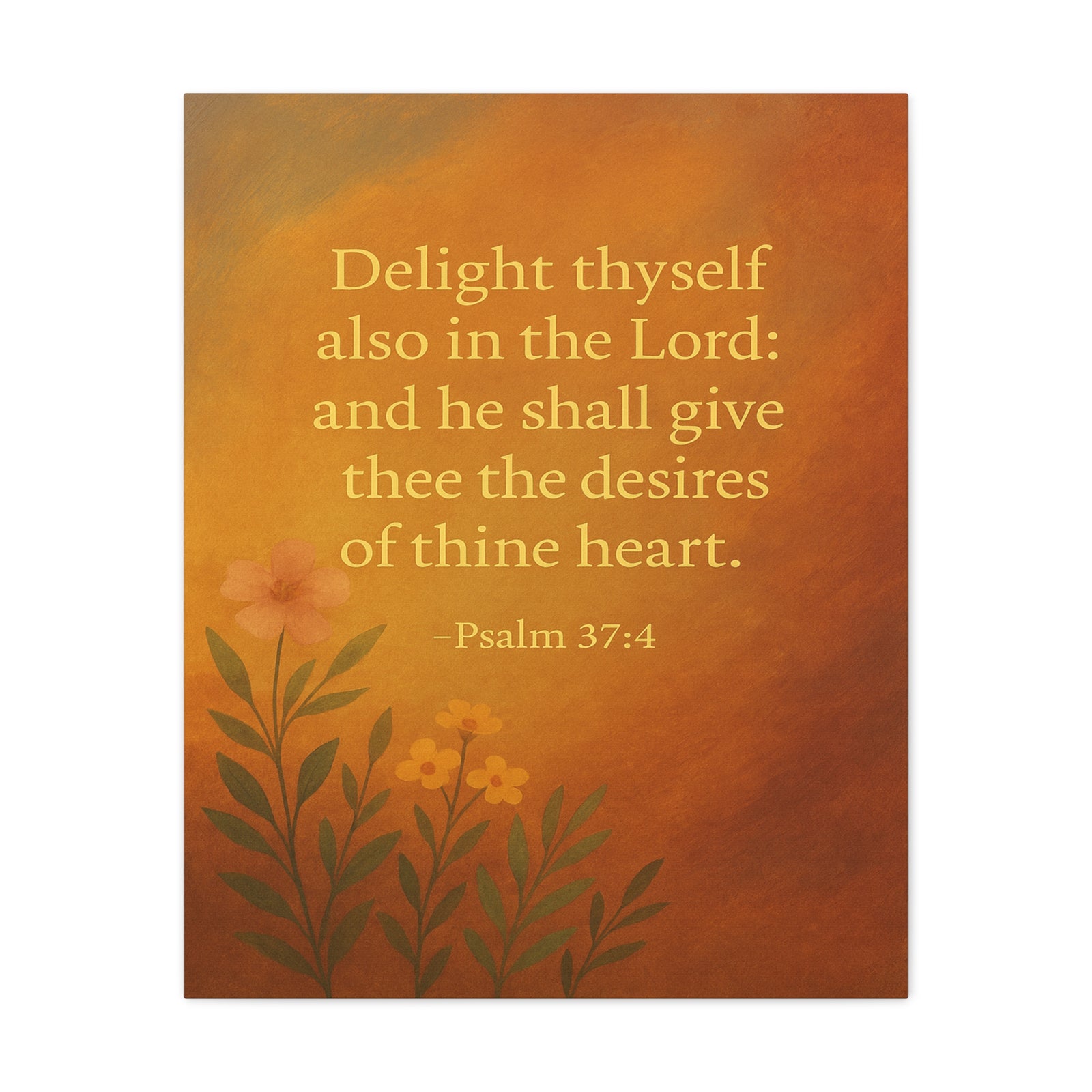 Bible Verse Canvas Psalm 37:4 Christian Home Décor Wall Art Scripture Ready to Hang Faith Print-Express Your Love Gifts