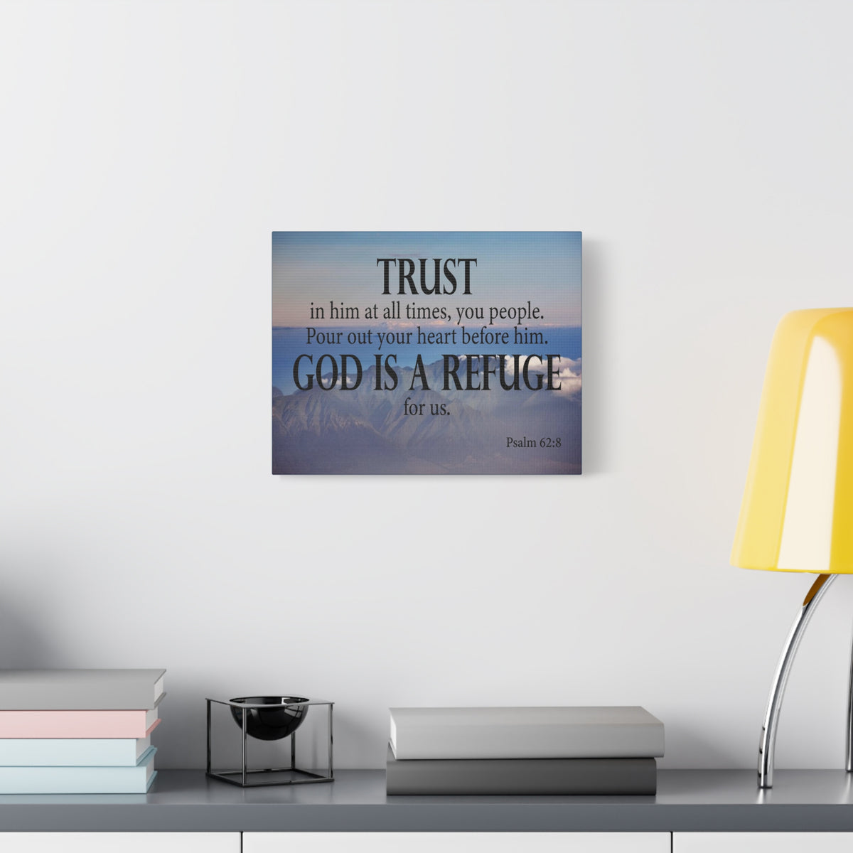 Bible Verse Canvas God is Refuge for Us Psalm 62:8 Wall Art Christian Home Decor-Express Your Love Gifts