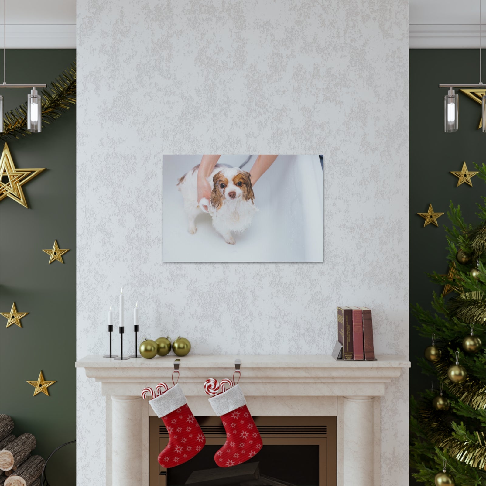 Cute Cavalier King Charles Spaniel Bath Canvas Wall Art for Home Decor Ready-to-Hang-Express Your Love Gifts