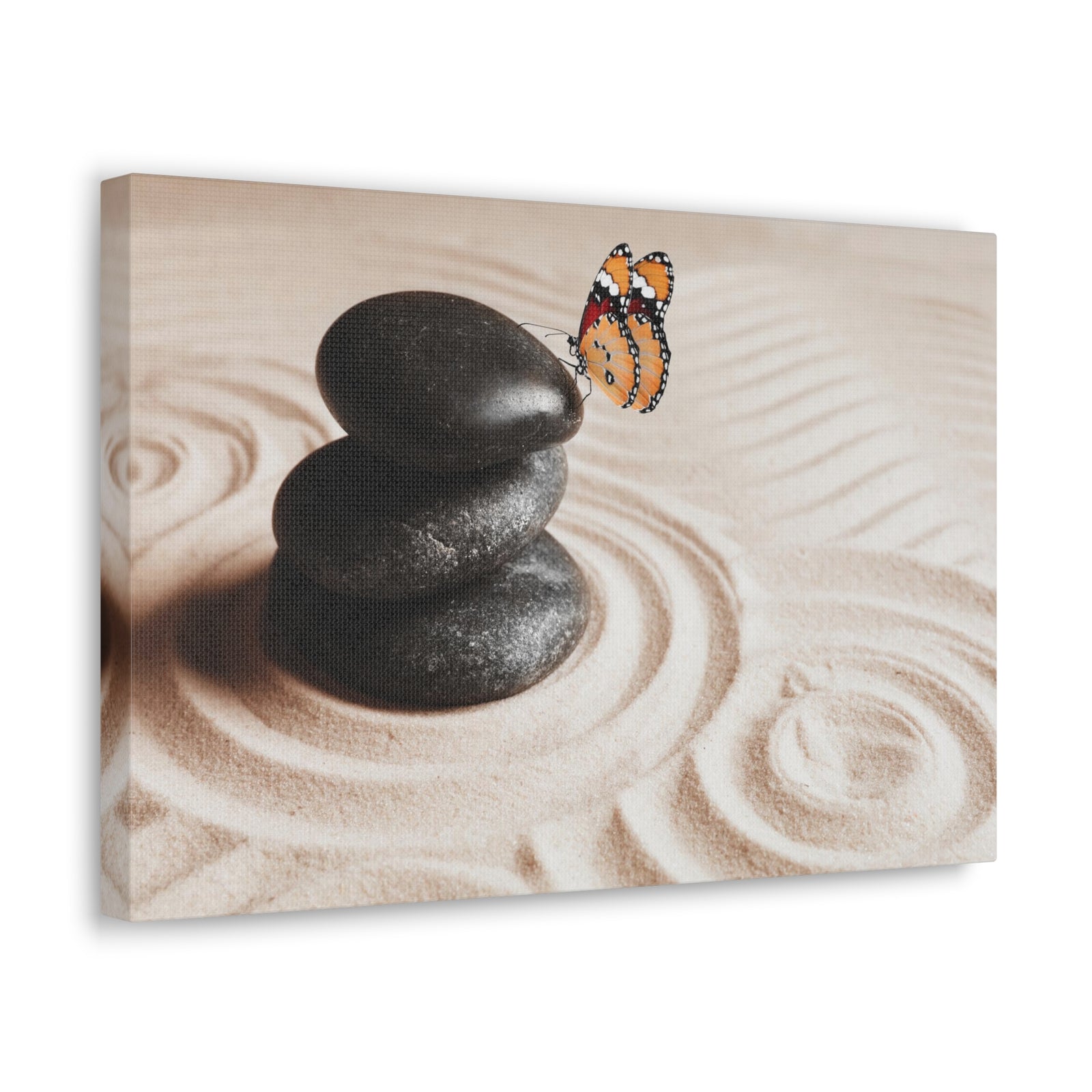 Stones on Sand Forest Floral Nature Photography Canvas Wall Art for Home Decor Ready-to-Hang-Express Your Love Gifts