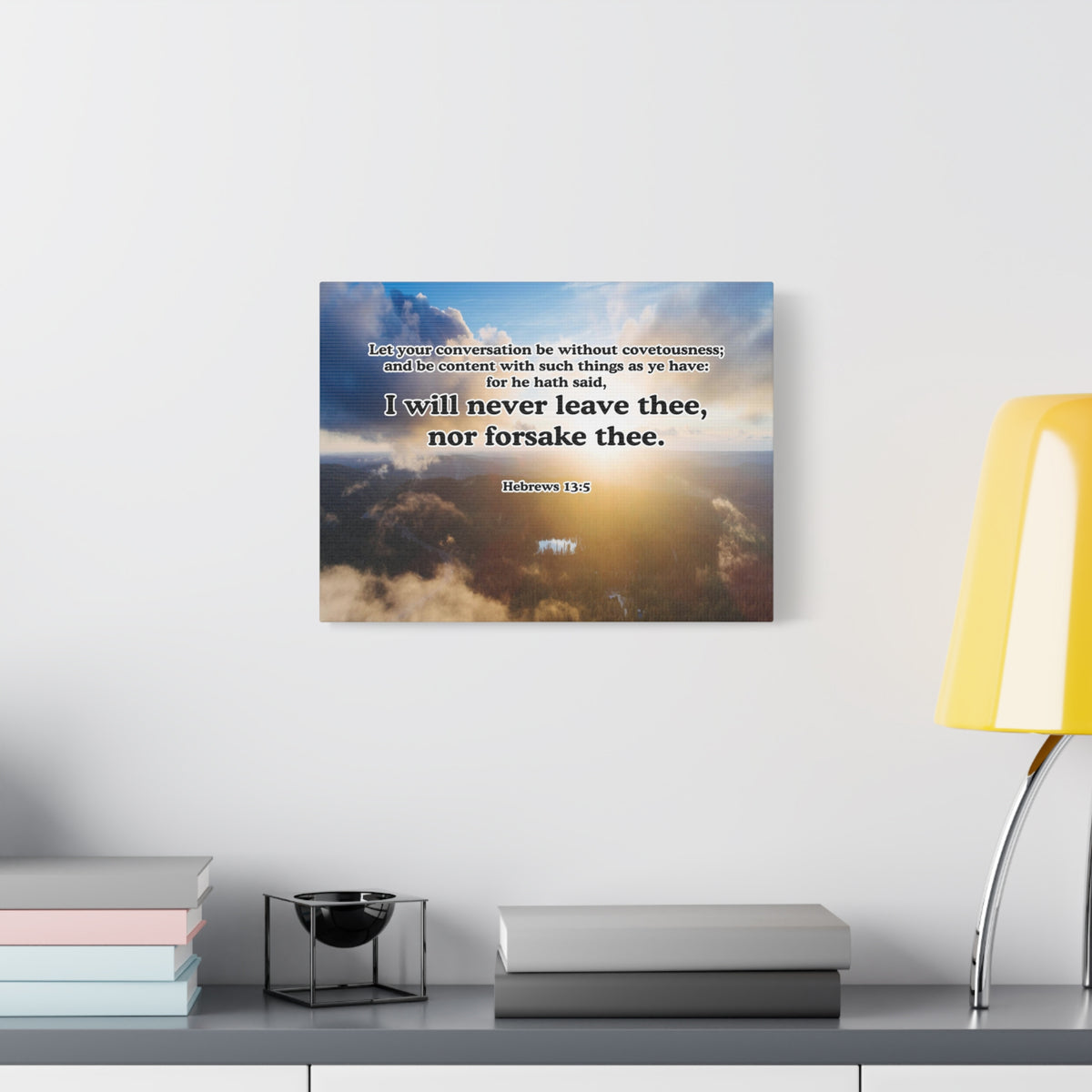 Bible Verse Canvas Never Leave or Forsake You Hebrews 13:5 Christian Wall Art Print Ready to Hang Unframed-Express Your Love Gifts