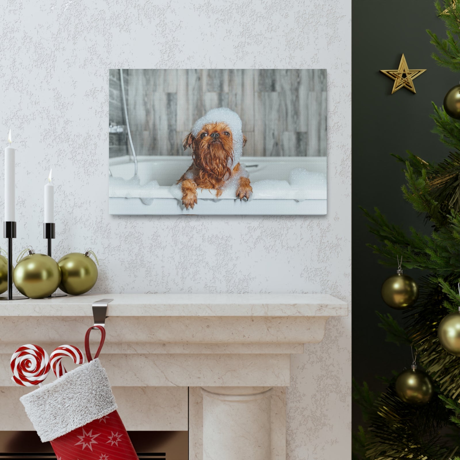 Cute Little Griffon Bathee Canvas Wall Art for Home Decor Ready-to-Hang-Express Your Love Gifts