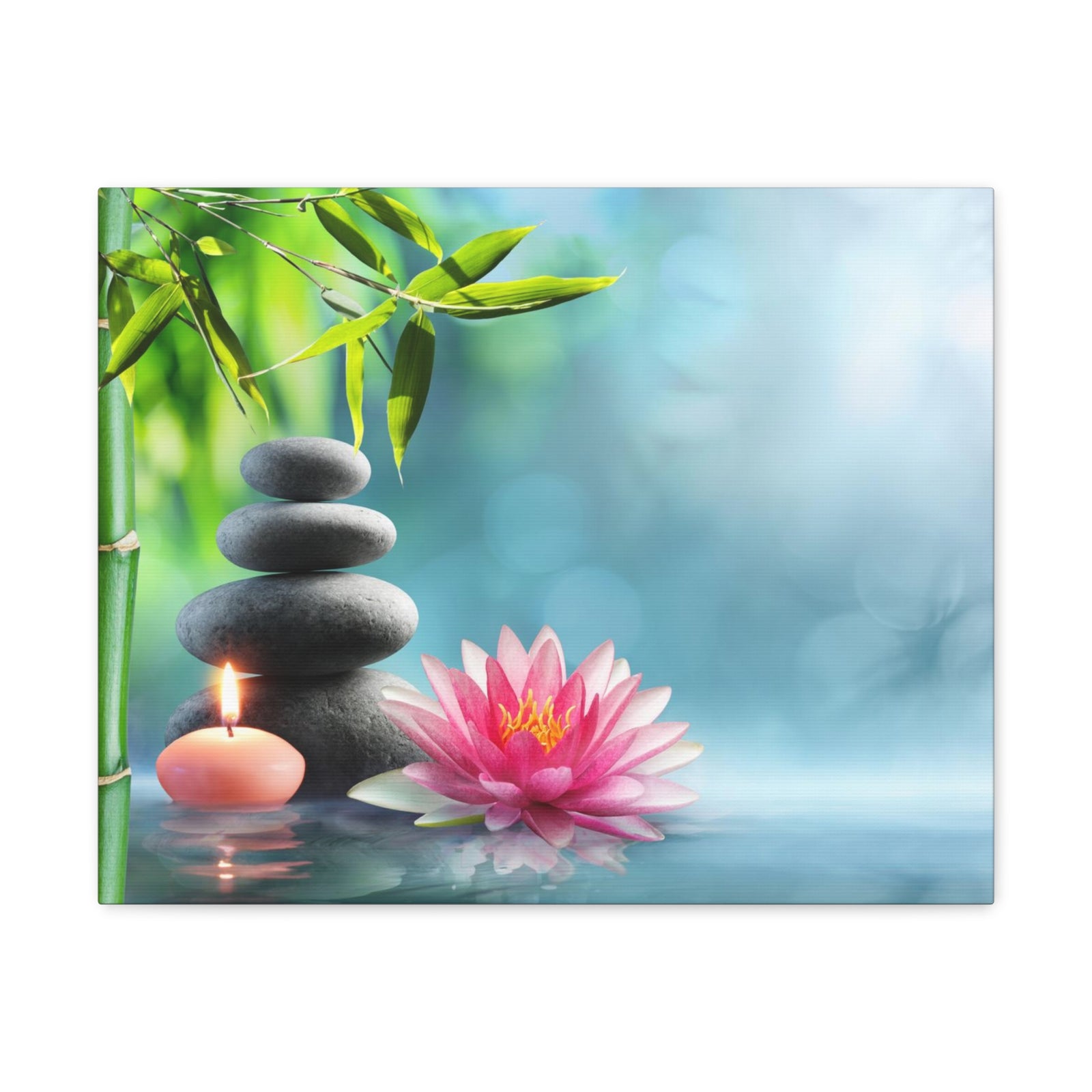 Massage Stones and Waterlily Forest Floral Nature Photography Canvas Wall Art for Home Decor Ready-to-Hang-Express Your Love Gifts