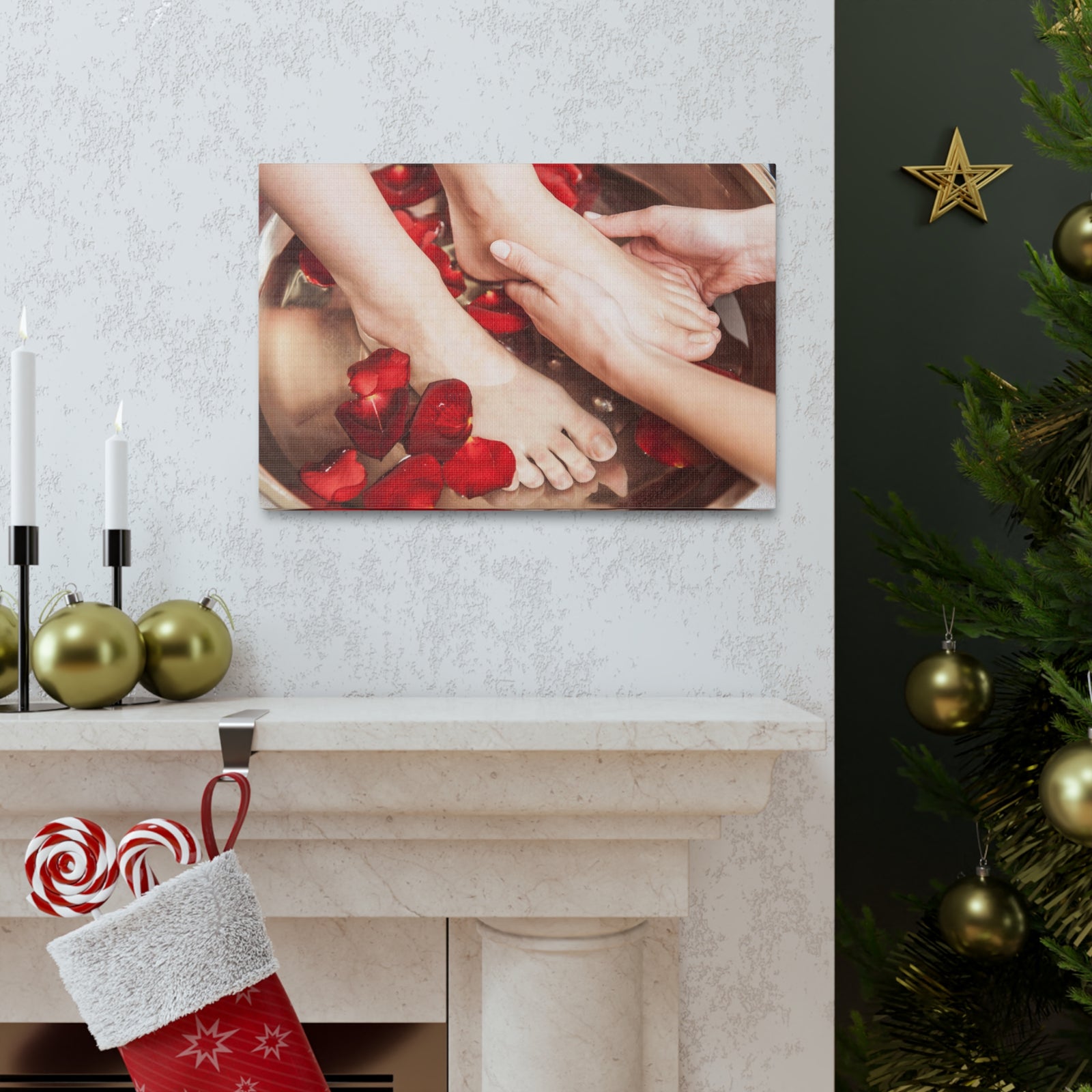 Female Feet at Spa Forest Floral Nature Photography Canvas Wall Art for Home Decor Ready-to-Hang-Express Your Love Gifts