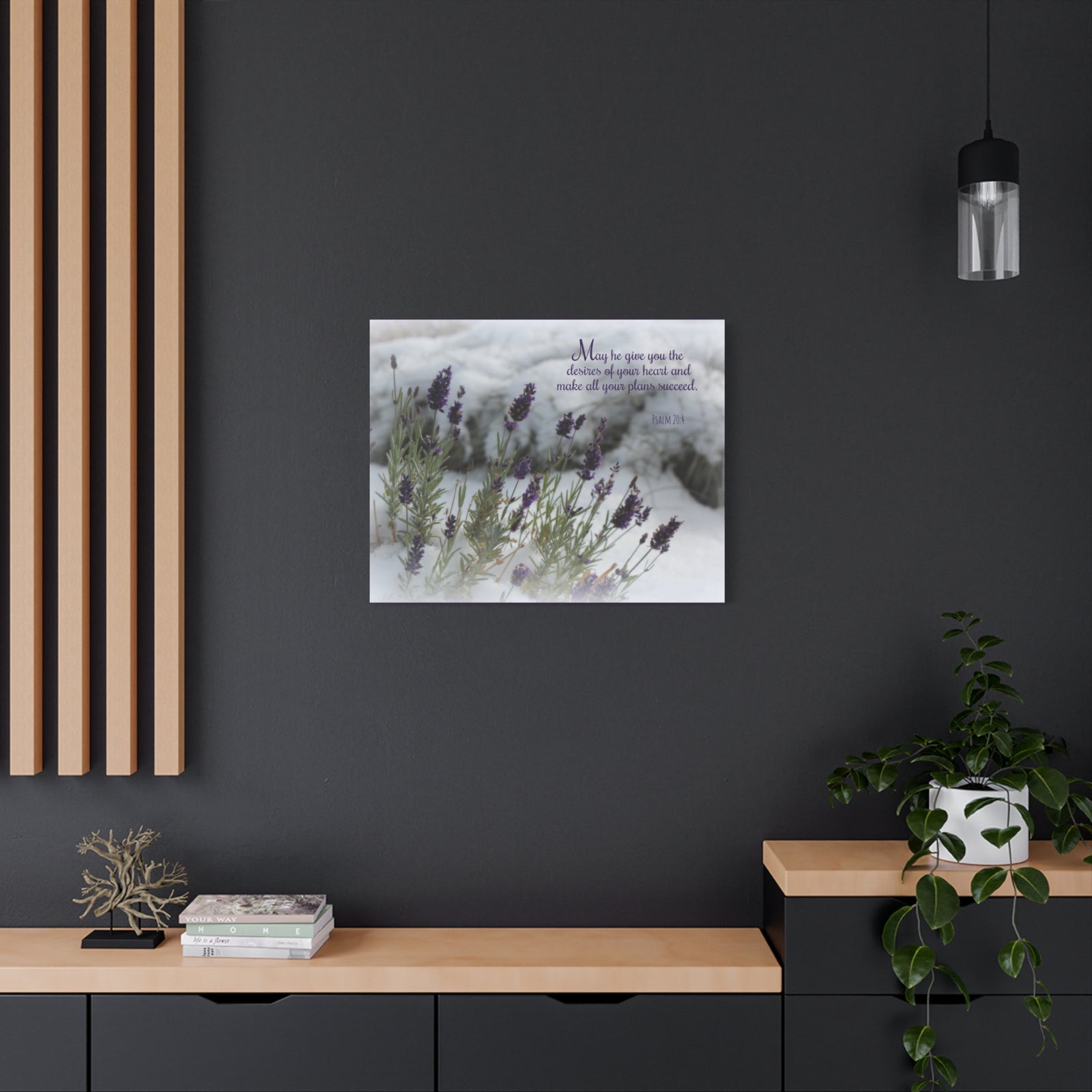 Scripture Canvas Desires Of Your Heart Psalm 20:4 Christian Wall Art Bible Verse Print Ready to Hang-Express Your Love Gifts