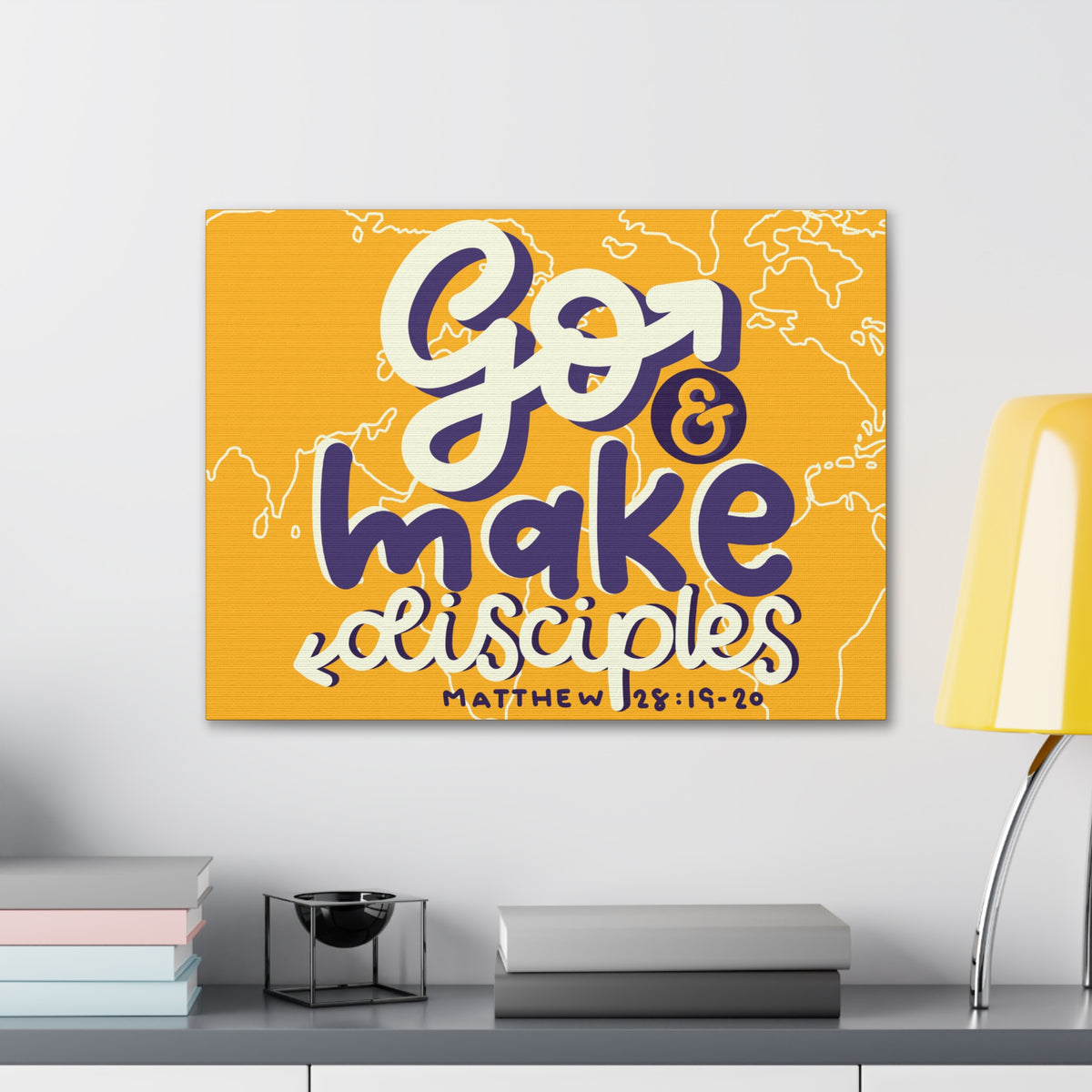 Scripture Canvas Go And Make Disciples Matthew 28:19-20 Christian Wall Art Bible Verse Print Ready to Hang-Express Your Love Gifts