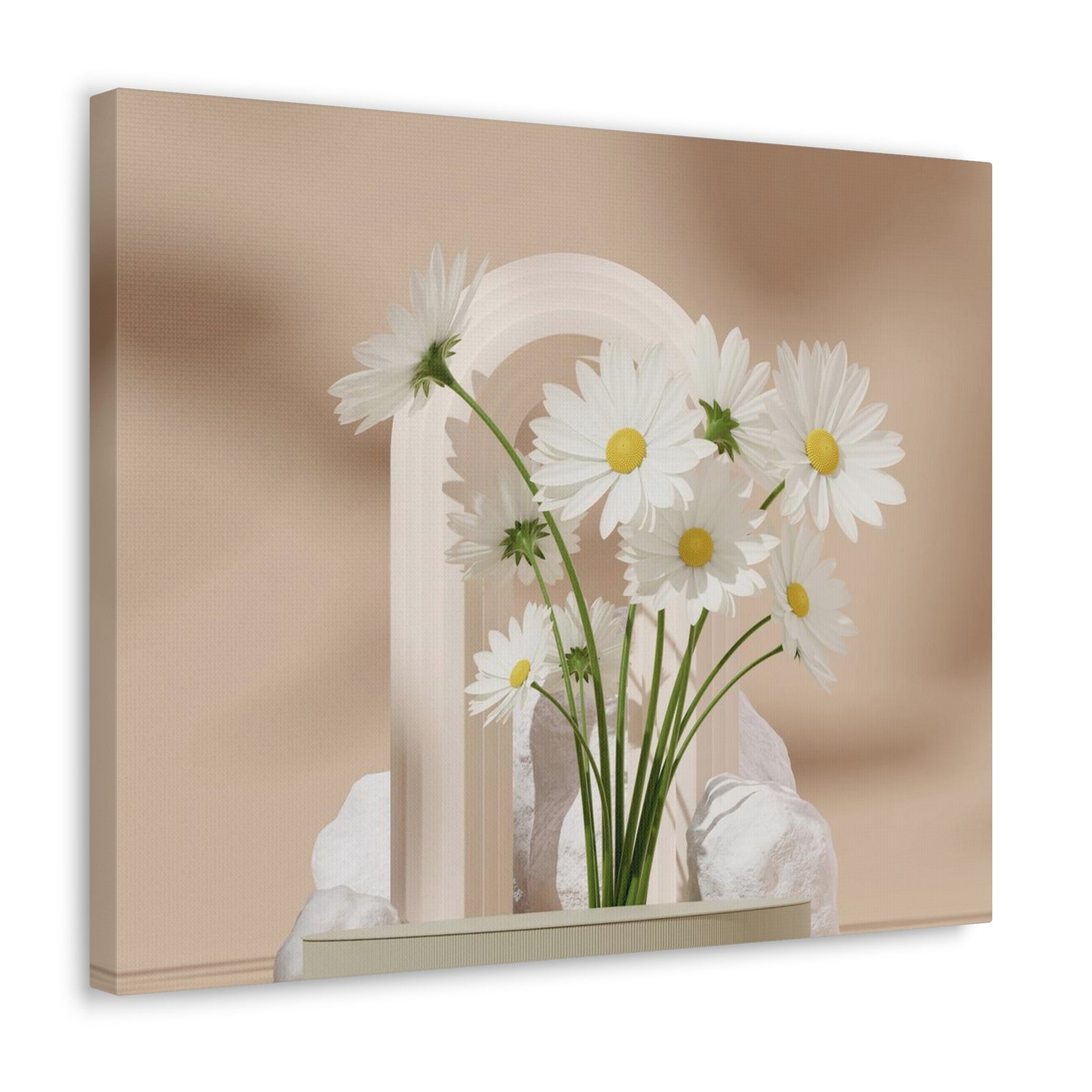 Daisy Flower and White Rocks Flower Canvas Wall Art for Home Decor Ready-to-Hang-Express Your Love Gifts