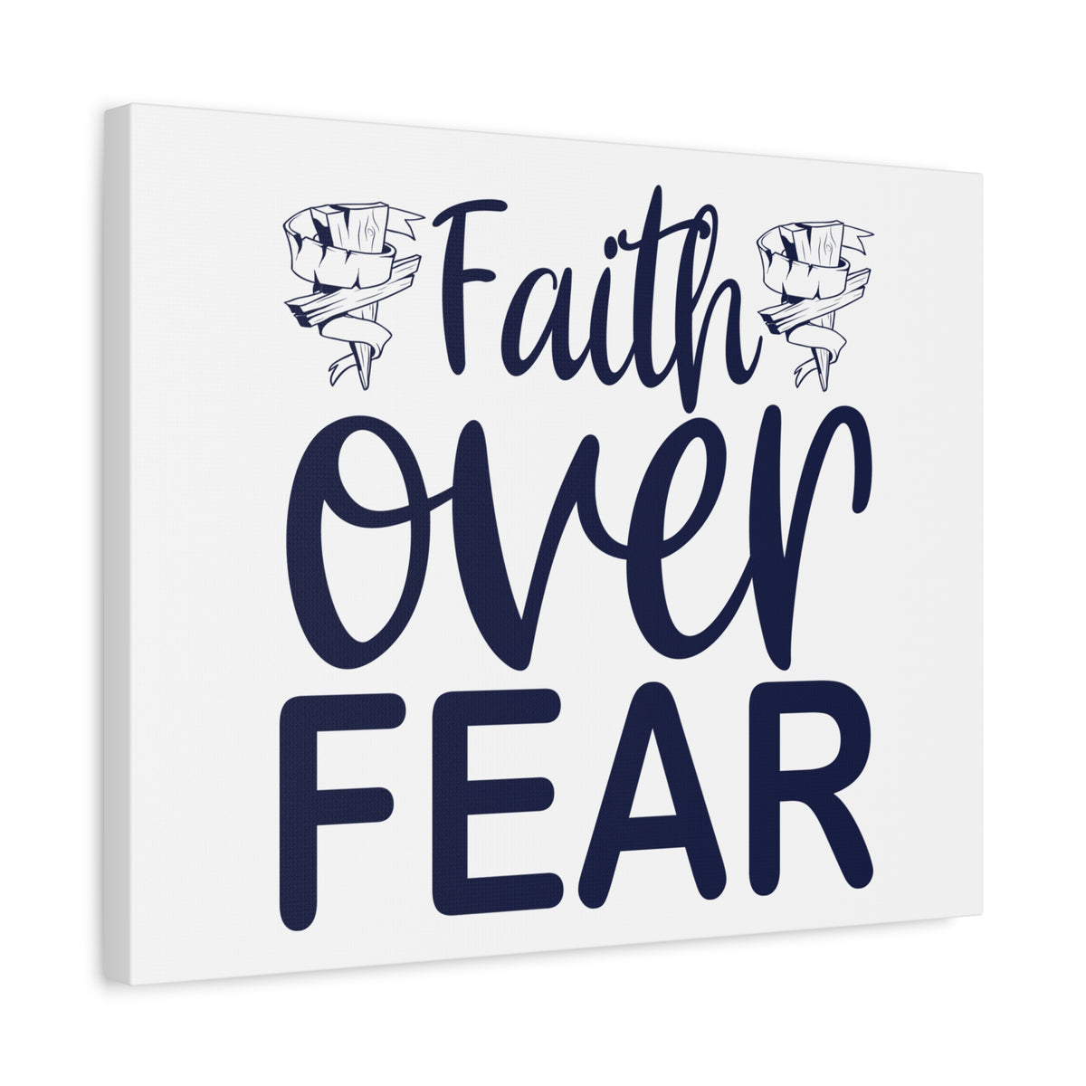 Scripture Walls Faith Over Fear Psalm 34:4 Wood Cross Christian Wall Art Print Ready to Hang-Express Your Love Gifts