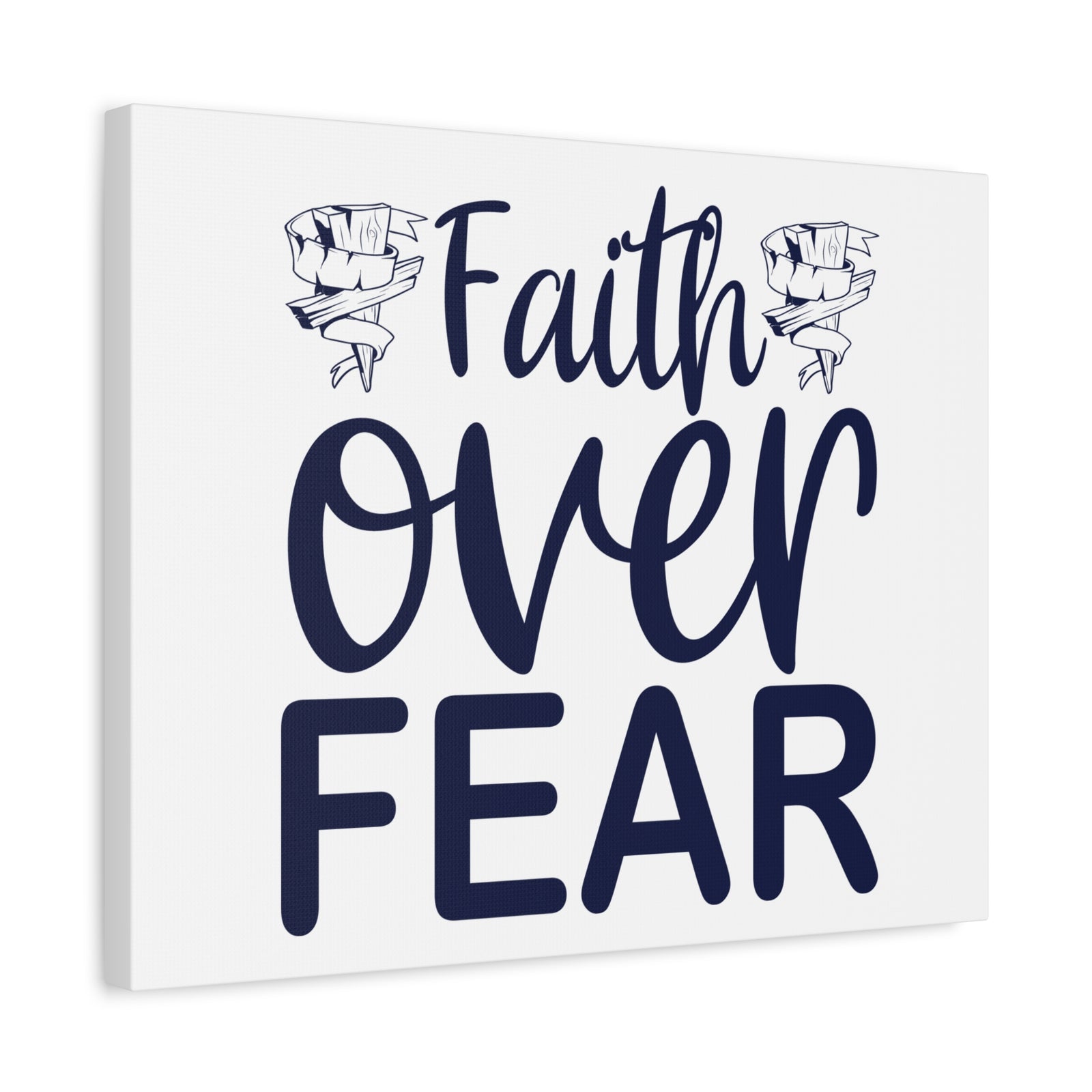 Scripture Walls Faith Over Fear Psalm 34:4 Wood Cross Christian Wall Art Print Ready to Hang-Express Your Love Gifts