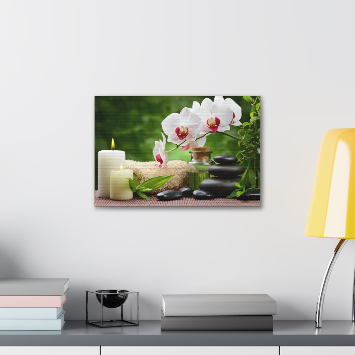 Orchid Flower and Stone Forest Floral Nature Photography Canvas Wall Art for Home Decor Ready-to-Hang-Express Your Love Gifts