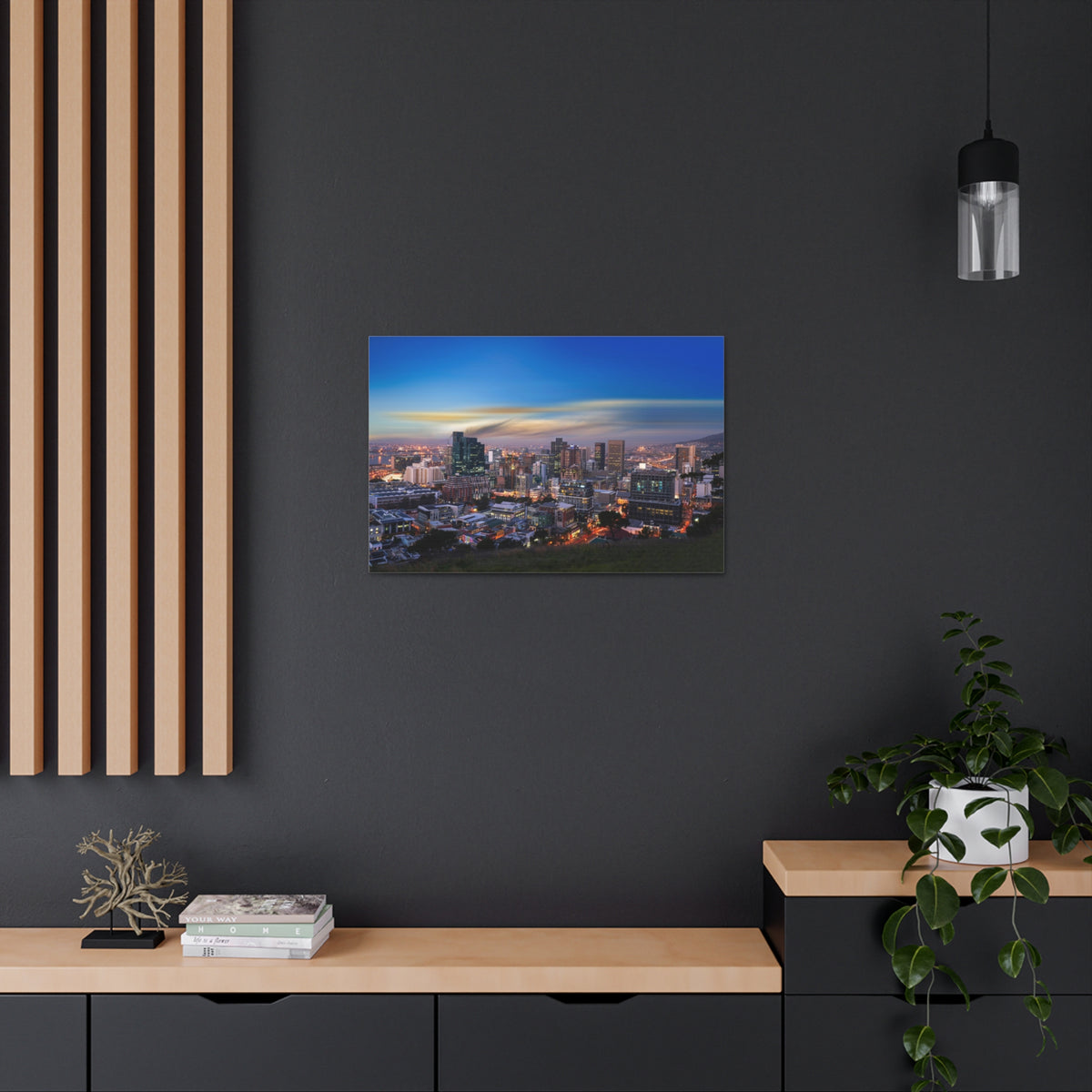 Cape Town Night Skyline Canvas Artwork High-Quality Breathtaking Stunning Cityscape for Home Decor Ready to Hang-Express Your Love Gifts