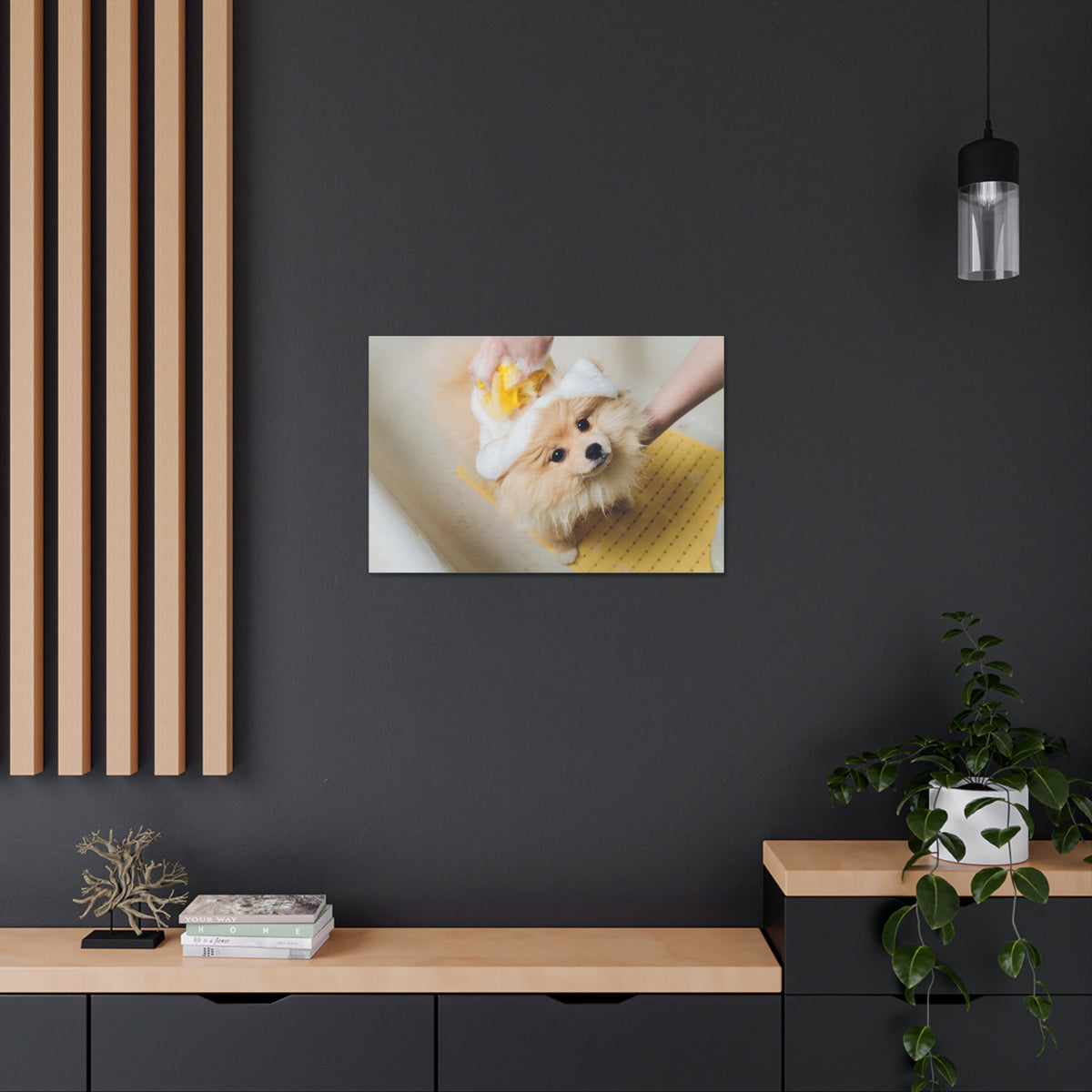 Cute Pomeranian Bathee Canvas Wall Art for Home Decor Ready-to-Hang-Express Your Love Gifts