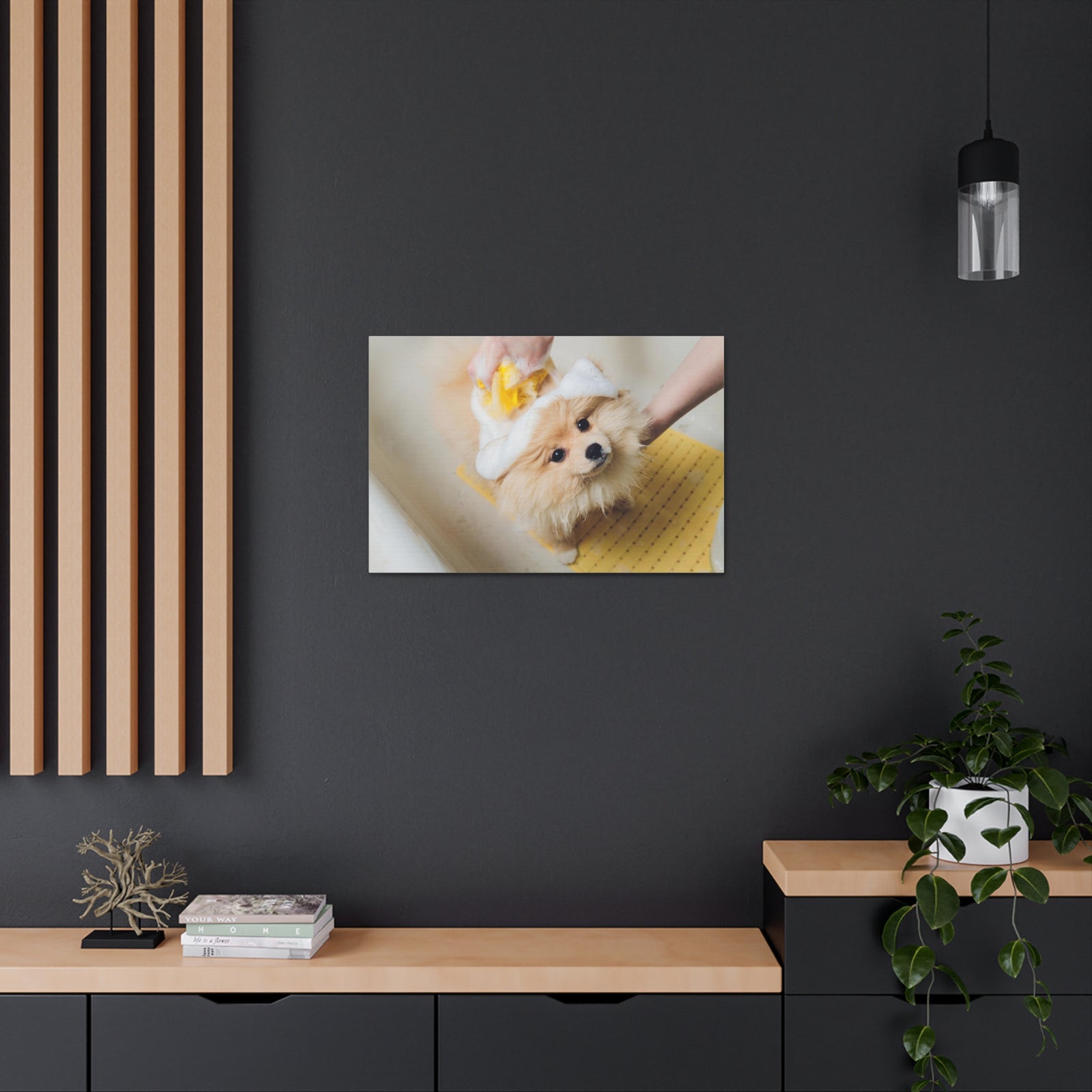 Cute Pomeranian Bathee Canvas Wall Art for Home Decor Ready-to-Hang-Express Your Love Gifts