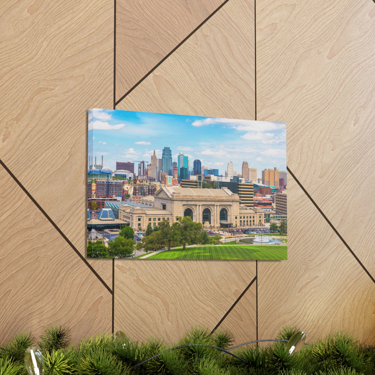 Kansas City Daytime Skyline Canvas Artwork High-Quality Breathtaking Stunning Cityscape for Home Decor Ready to Hang-Express Your Love Gifts