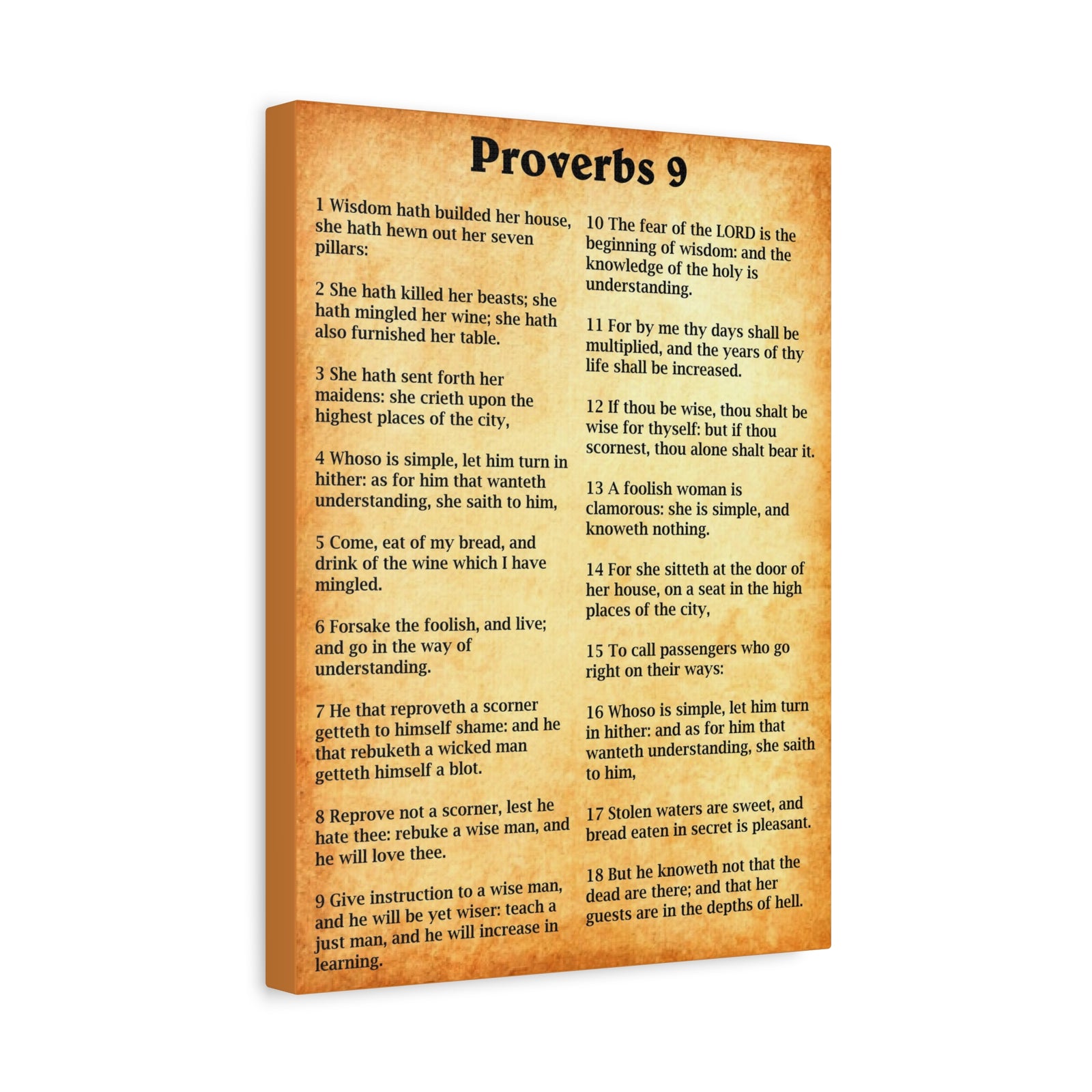 Scripture Walls Proverbs Chapter 9 Gold Bible Canvas Christian Wall Art Ready to Hang Unframed-Express Your Love Gifts