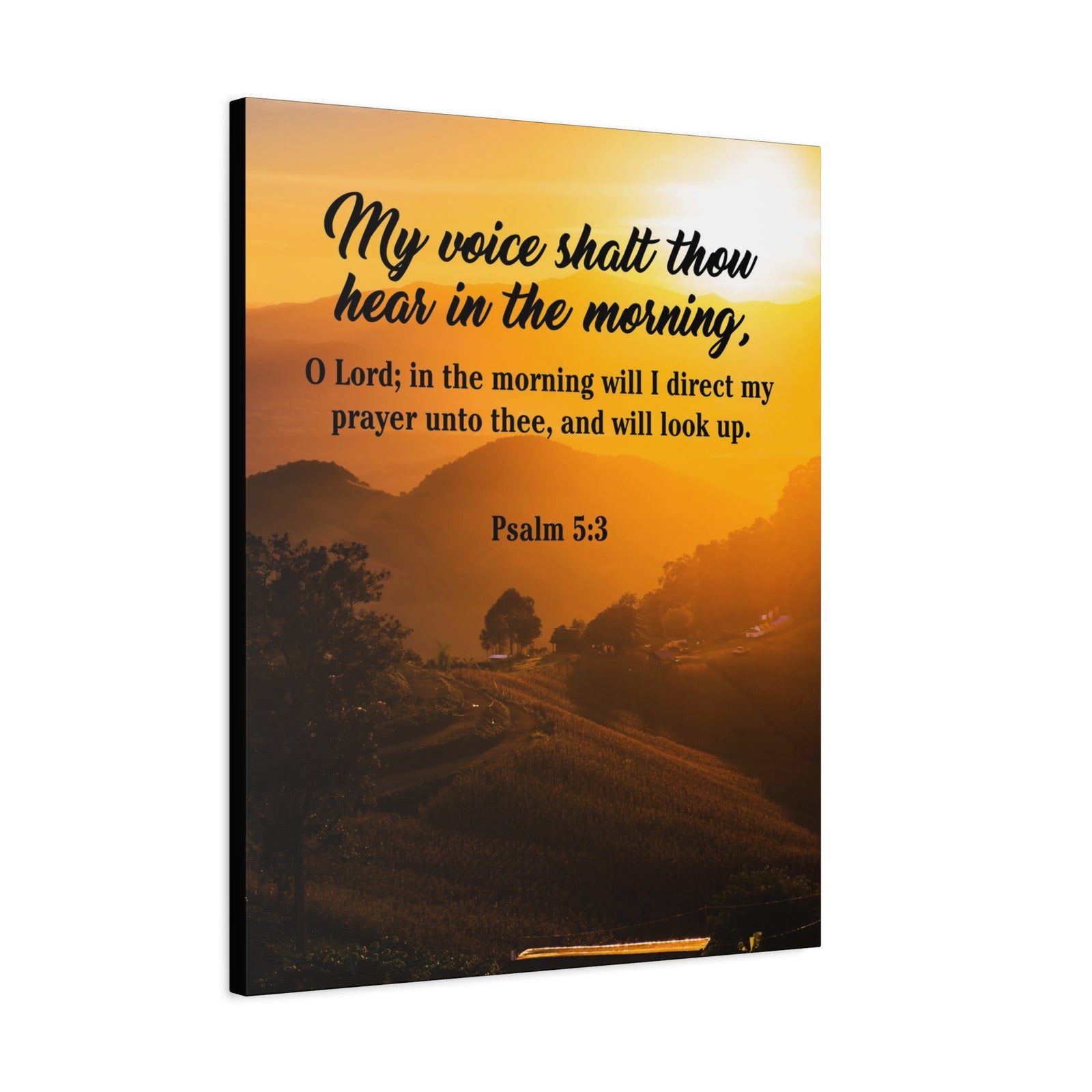 Bible Verse Canvas Morning Prayer Psalm 5:3 Christian Home Decor Scripture Art-Express Your Love Gifts