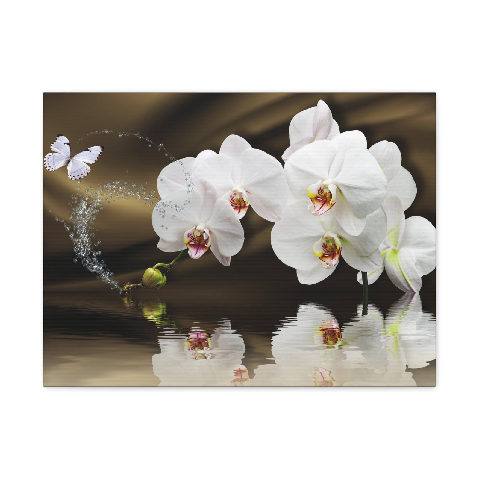 Orchids Reflected in Water Flower Canvas Wall Art for Home Decor Ready-to-Hang-Express Your Love Gifts