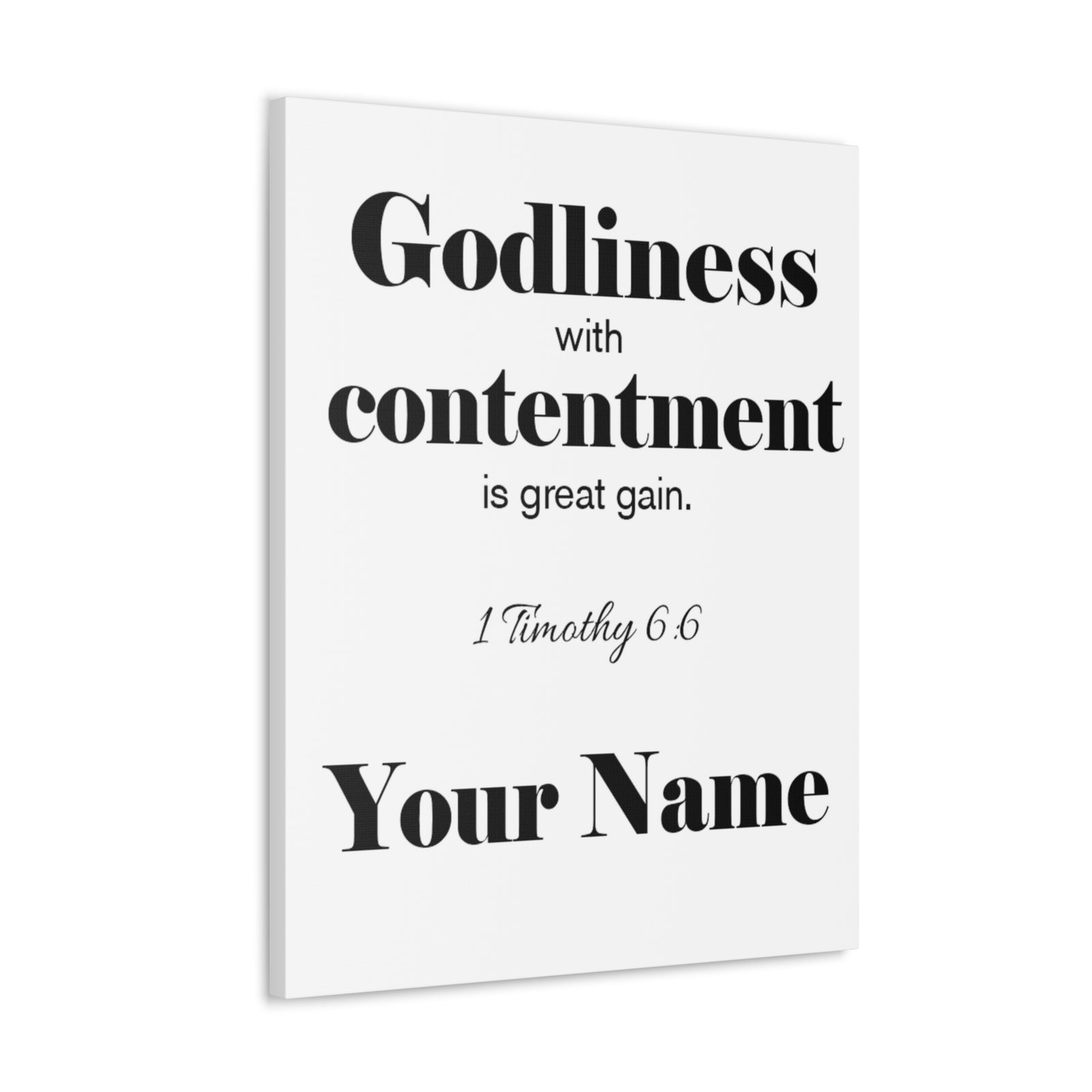 Personalized Godliness 1 Timothy 6:6 Bible Chapter Canvas Christian Wall Art Ready to Hang-Express Your Love Gifts