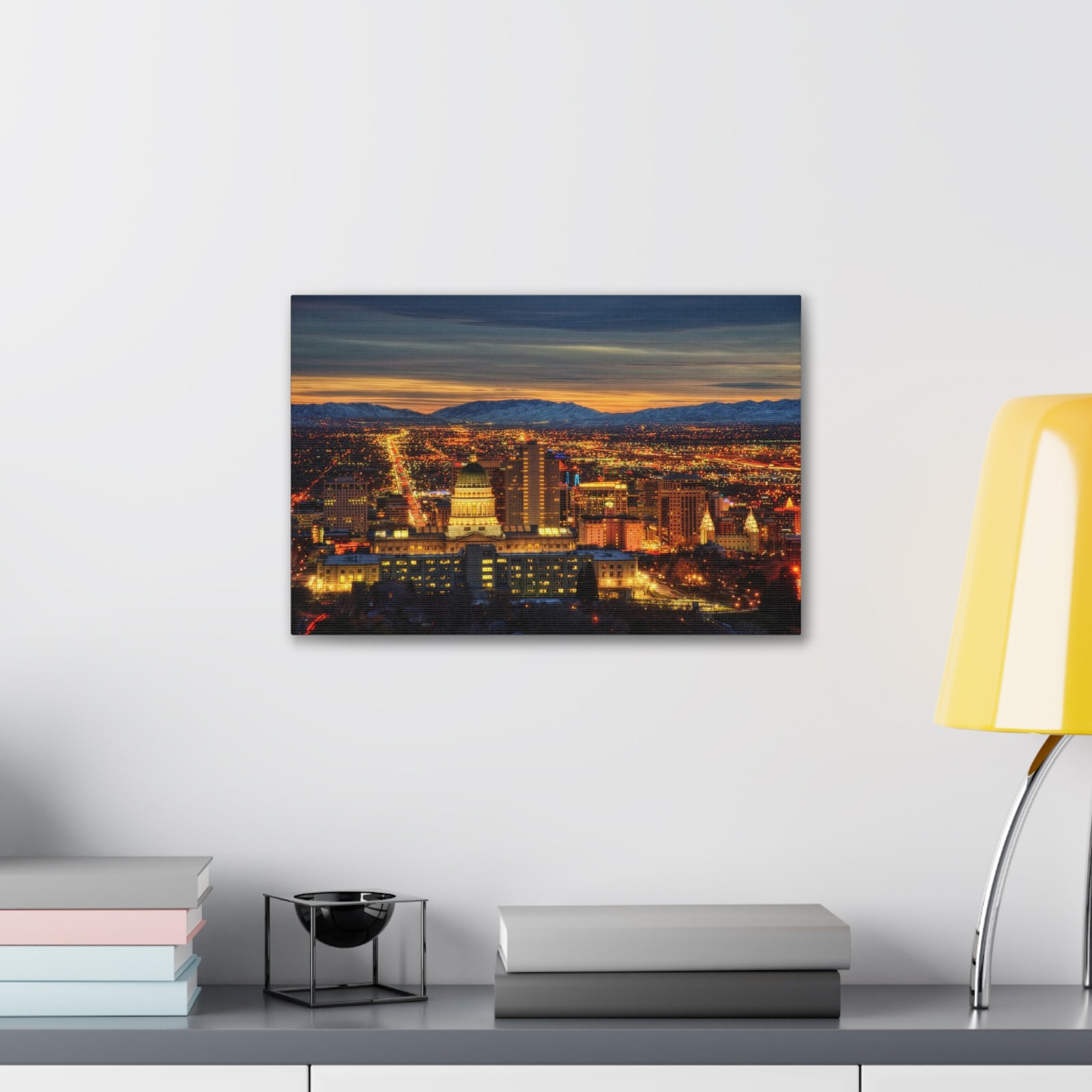 Salt Lake City Night Skyline Canvas Artwork High-Quality Breathtaking Stunning Cityscape for Home Decor Ready to Hang-Express Your Love Gifts