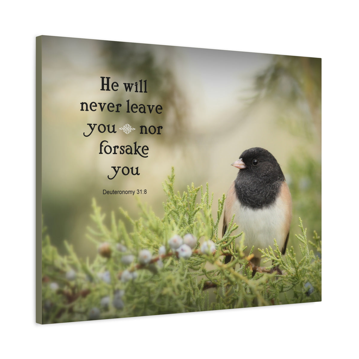 Scripture Canvas Never Forsake Deuteronomy 31:8 Christian Wall Art Bible Verse Print Ready to Hang-Express Your Love Gifts