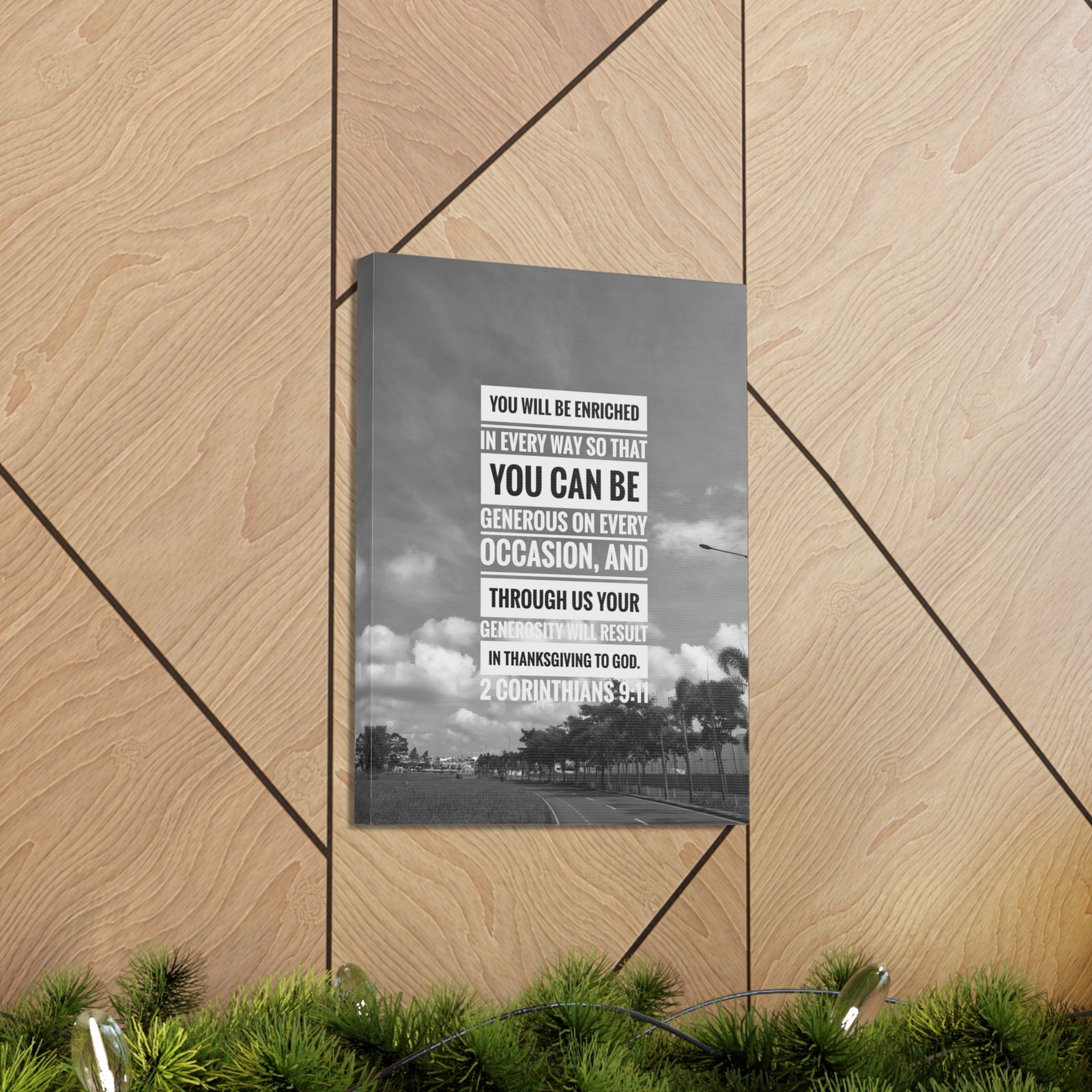 Scripture Canvas You Will Be Enriched 2 Corinthians 9:11 Christian Wall Art Bible Verse Print Ready to Hang-Express Your Love Gifts