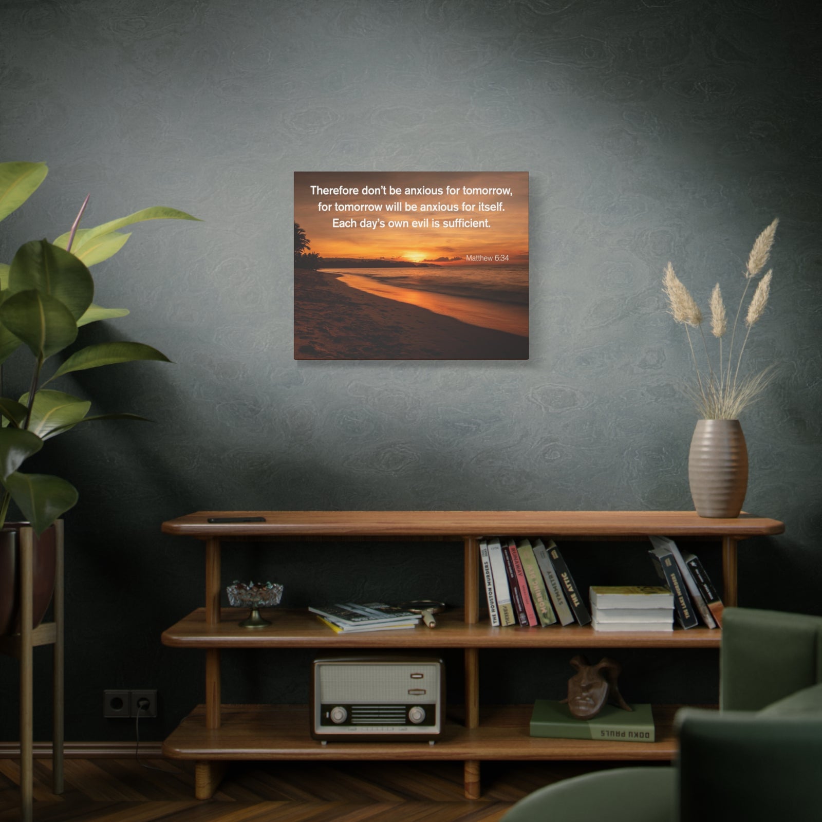 Scripture Walls Don't Be Anxious for Tomorrow Matthew 6:34 Christian Wall Art Print Ready to Hang Unframed-Express Your Love Gifts