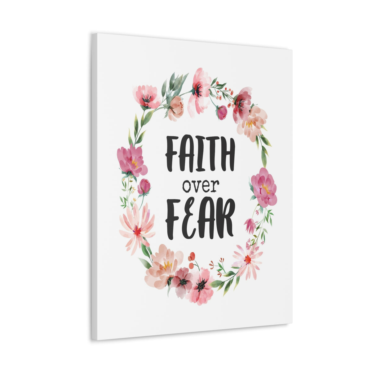 Scripture Walls Faith Over Fear Floral Bible Verse Canvas Christian Wall Art Ready to Hang Unframed-Express Your Love Gifts