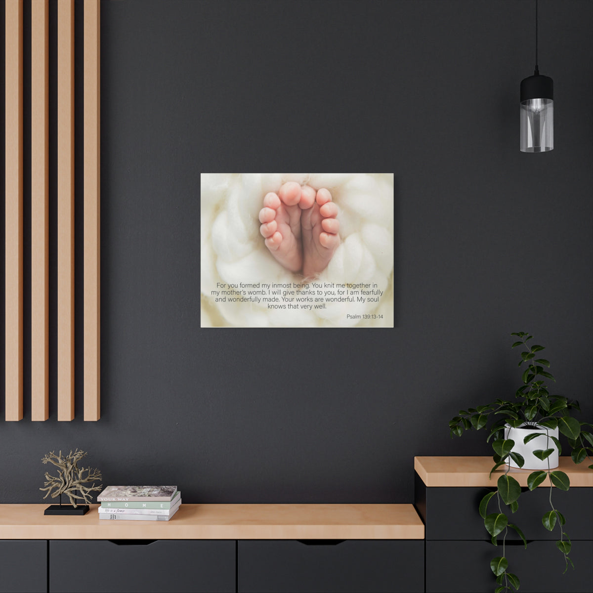 Bible Verse Canvas Fearfully and Wonderfully Made Psalm 139:13-14 WEB Wall Art Christian Home Decor-Express Your Love Gifts