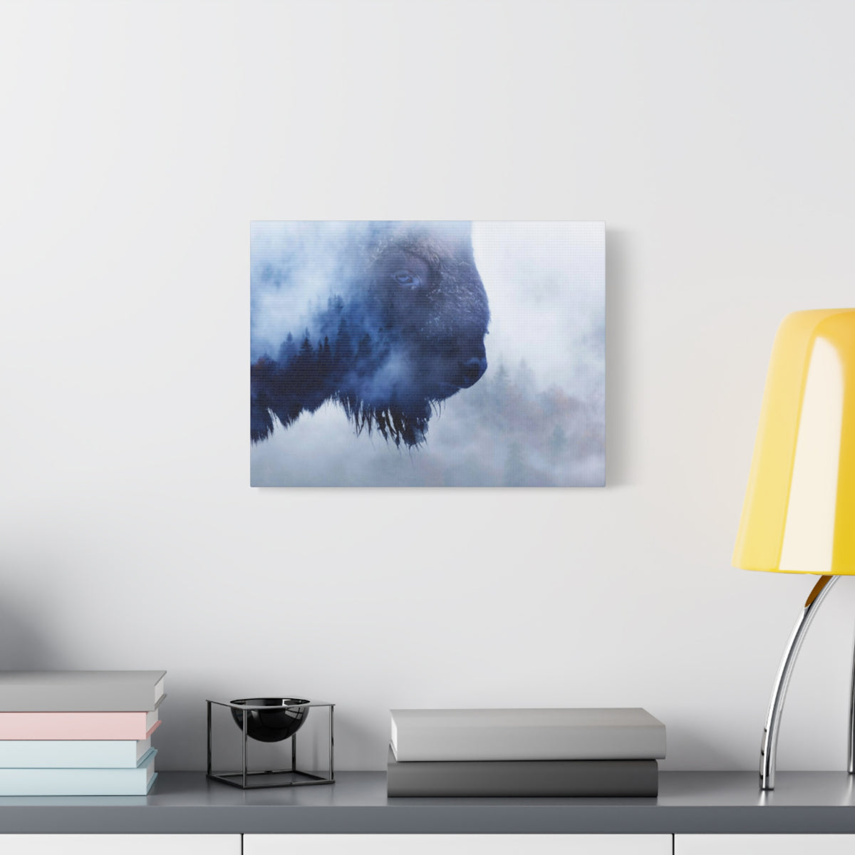 Wild Bison And A Pine Forest Buffalo Art Canvas Wall Art for Home Decor Ready-to-Hang-Express Your Love Gifts