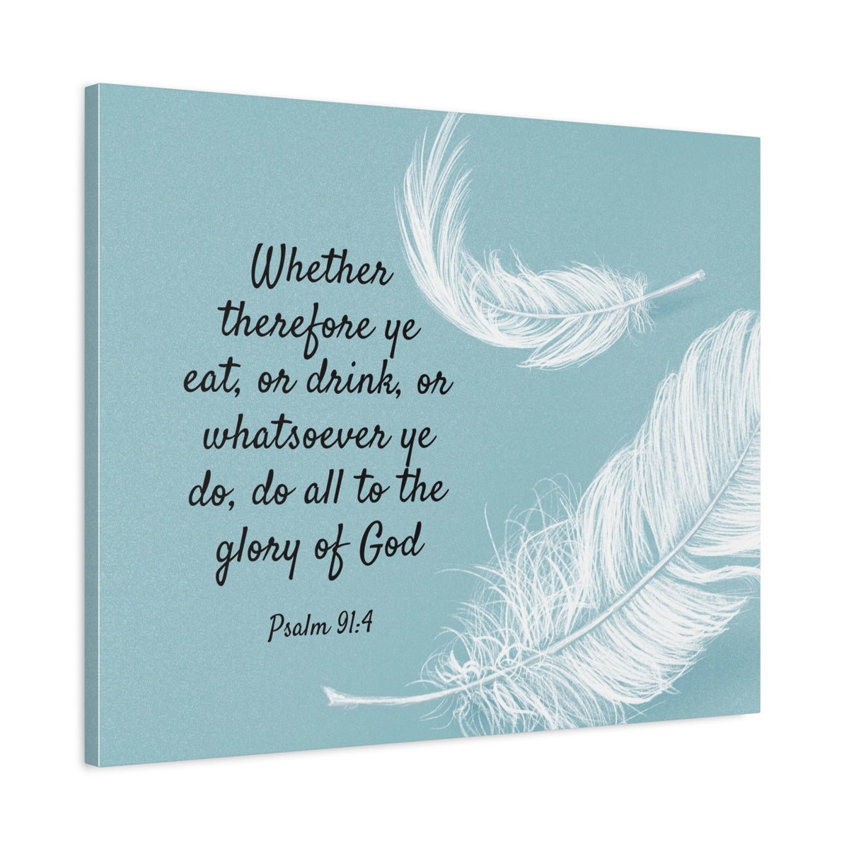 Scripture Canvas Glory Of God Psalm 91:4 Feather Christian Wall Art Bible Verse Print Ready to Hang-Express Your Love Gifts