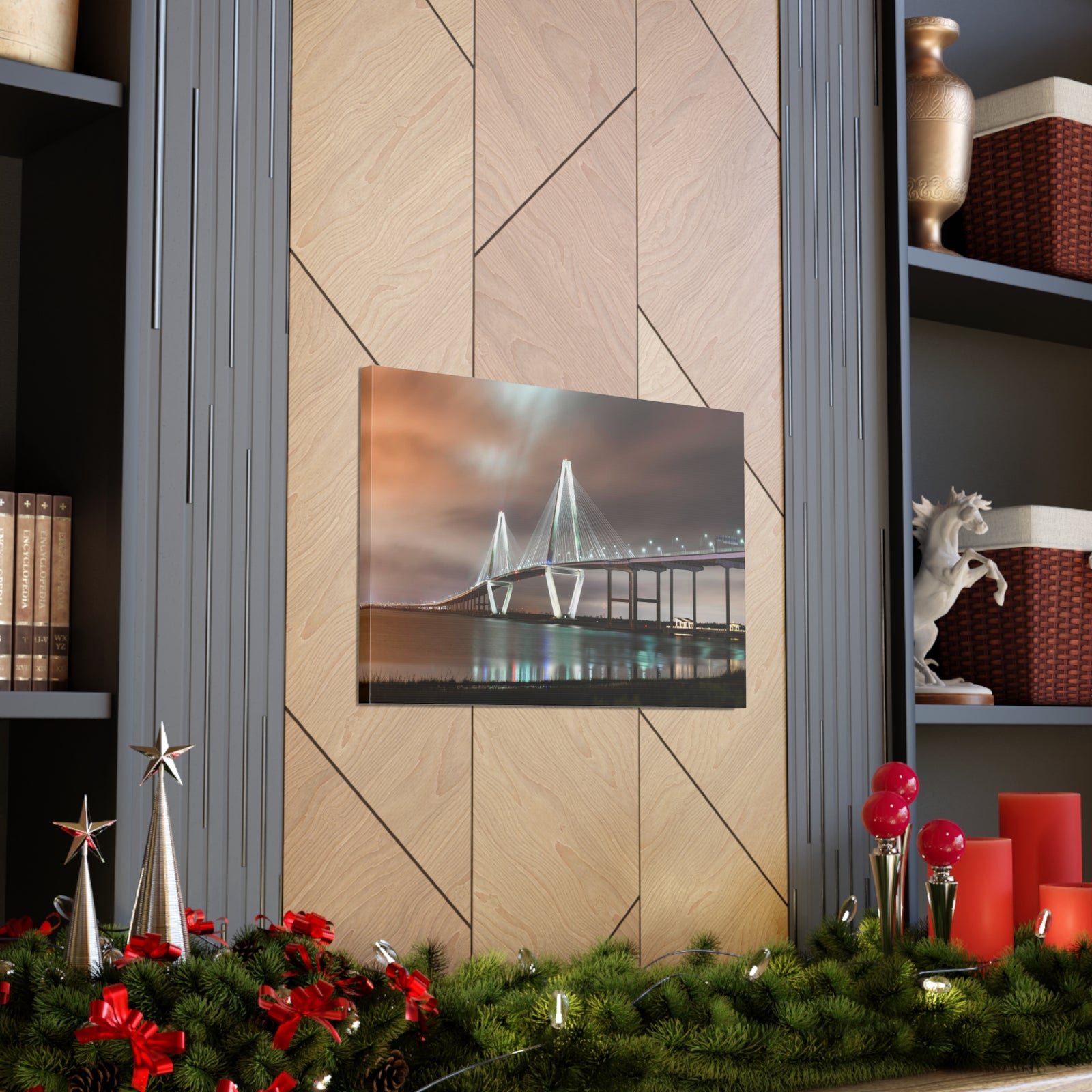 River Bridge Charleston South Carolina Nature Wilderness Photography Canvas Wall Art for Home Decor Ready-to-Hang-Express Your Love Gifts