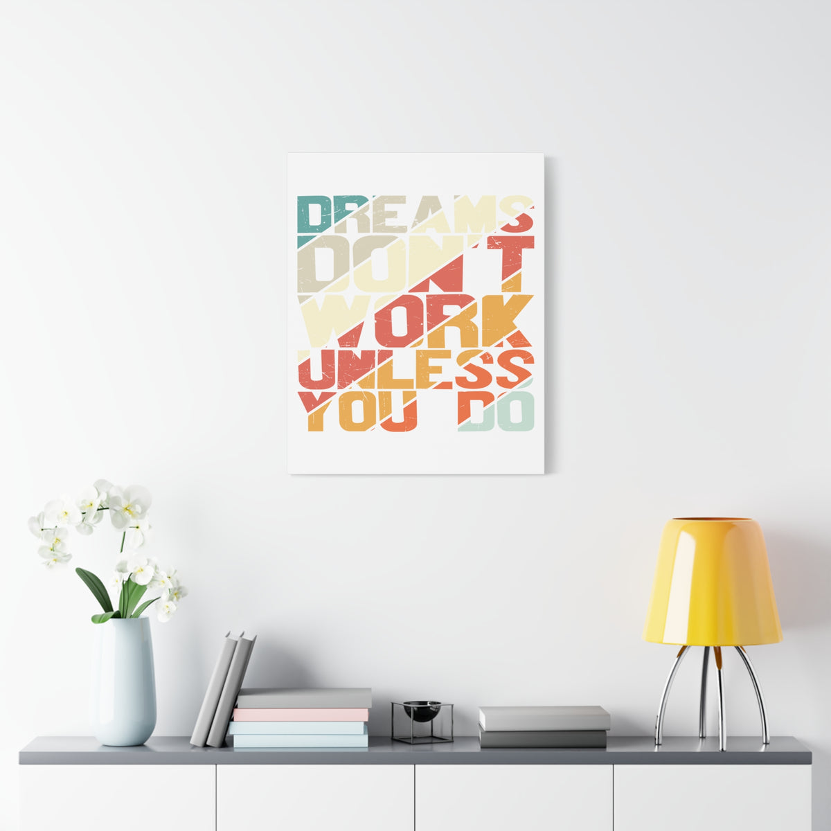 Inspirational Quote Canvas Dreams Don't Work Unless You Do Wall Art Motivational Motto Inspiring Posters Prints Artwork Decor Ready to Hang-Express Your Love Gifts